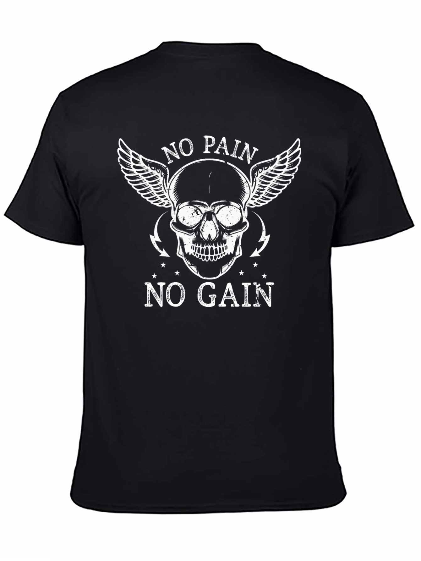No Pain No Gain Skull Graphic T-Shirt