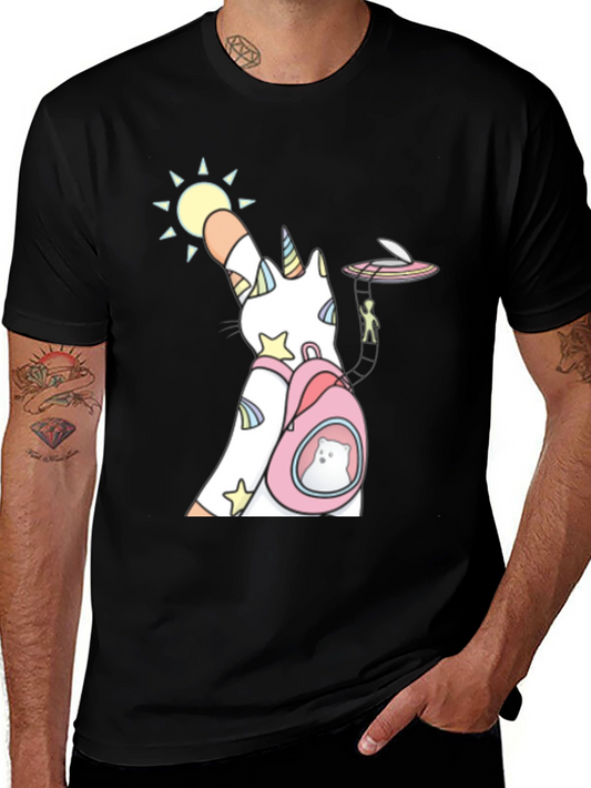 Unicorn Cat Backpack Funny Graphic Tee
