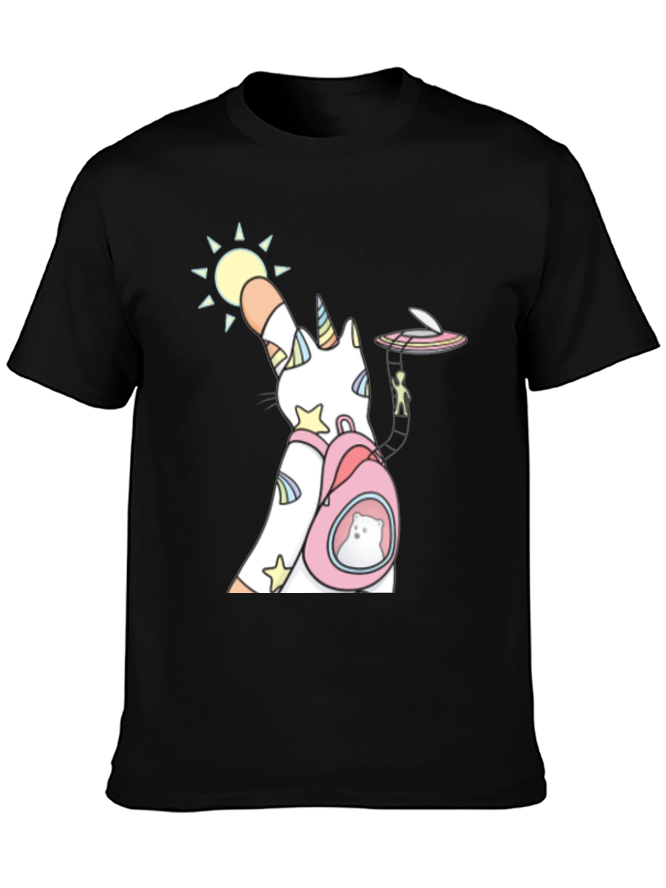 Unicorn Cat Backpack Funny Graphic Tee