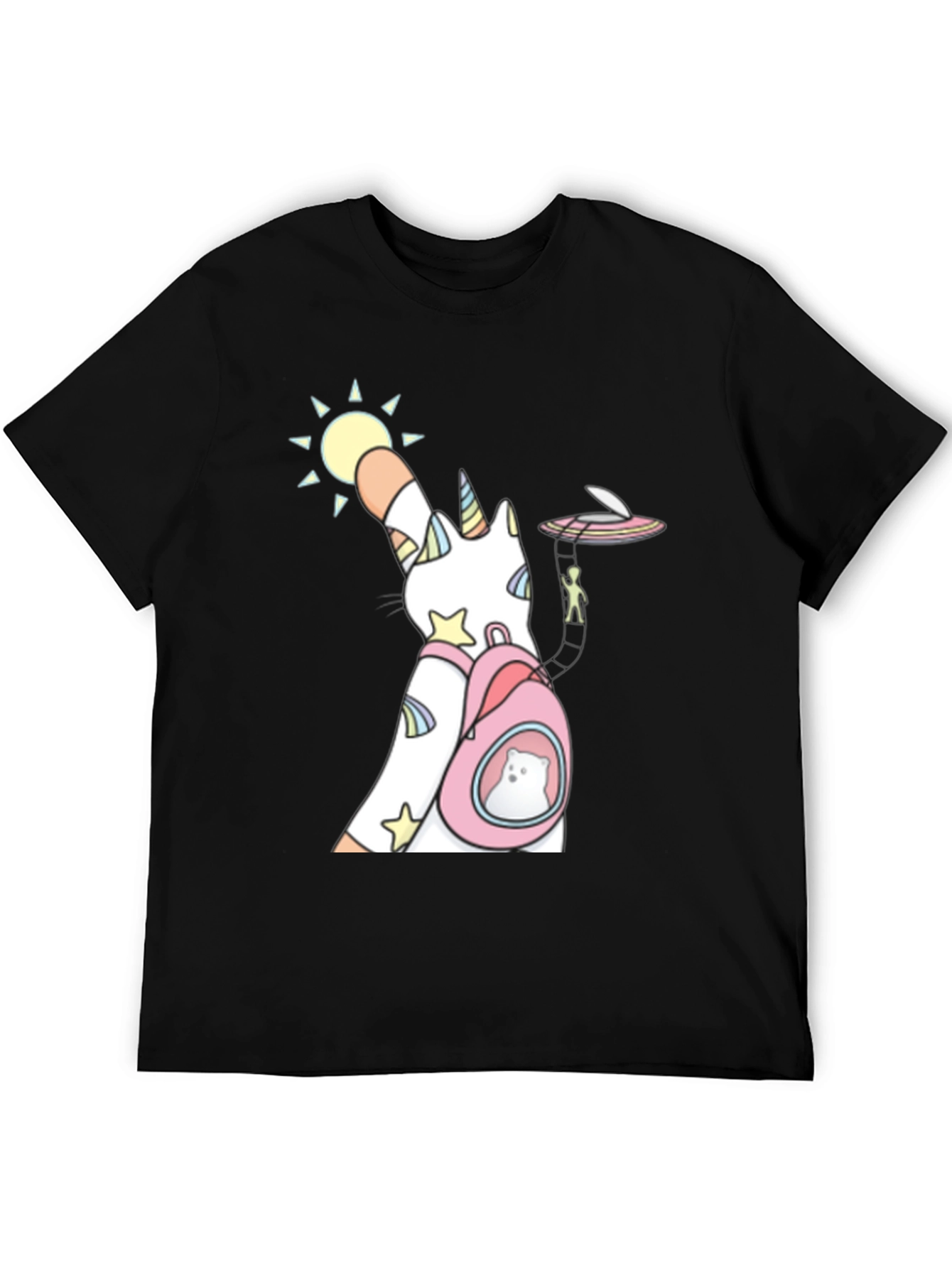 Unicorn Cat Backpack Funny Graphic Tee