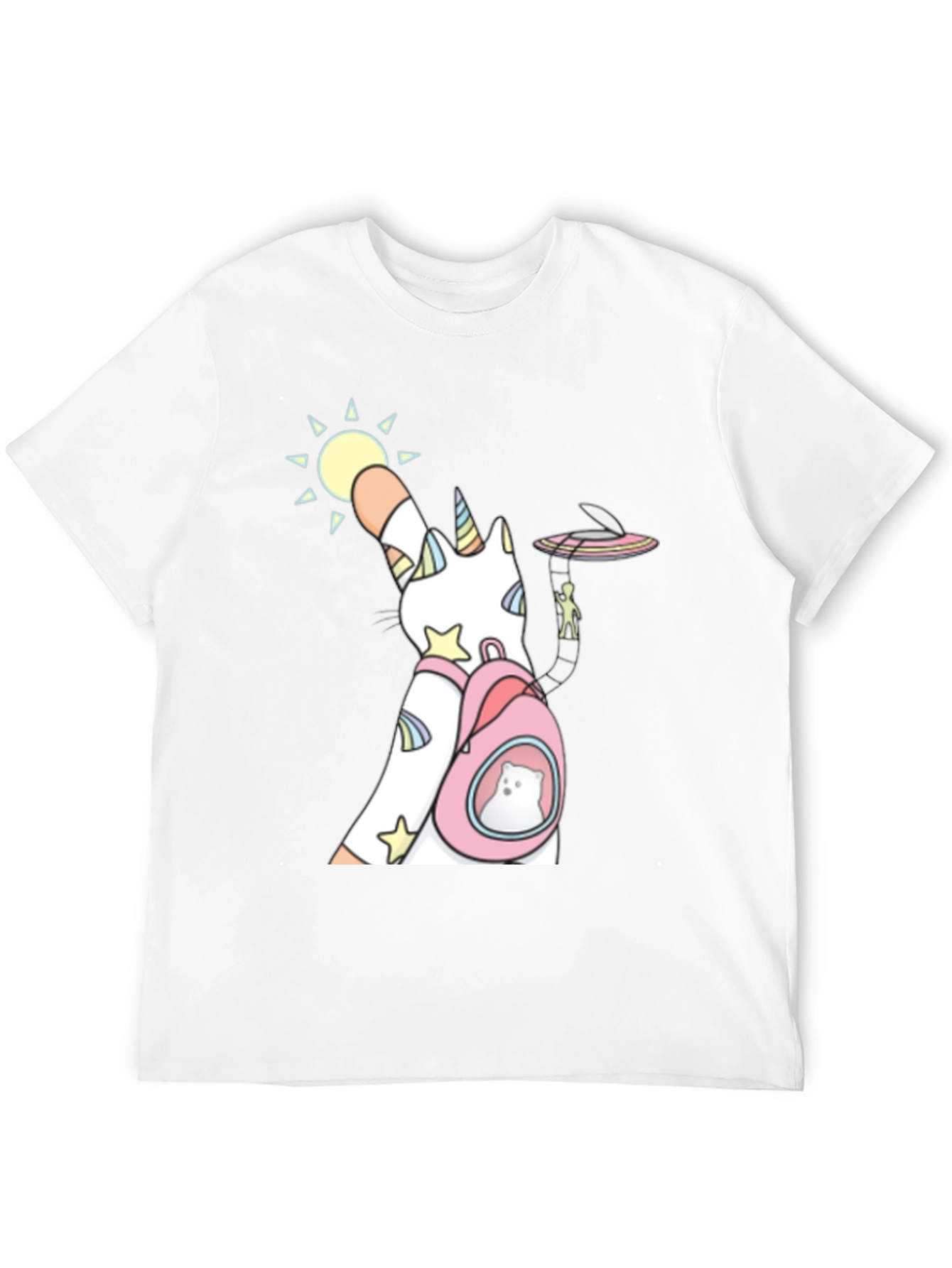 Unicorn Cat Backpack Funny Graphic Tee