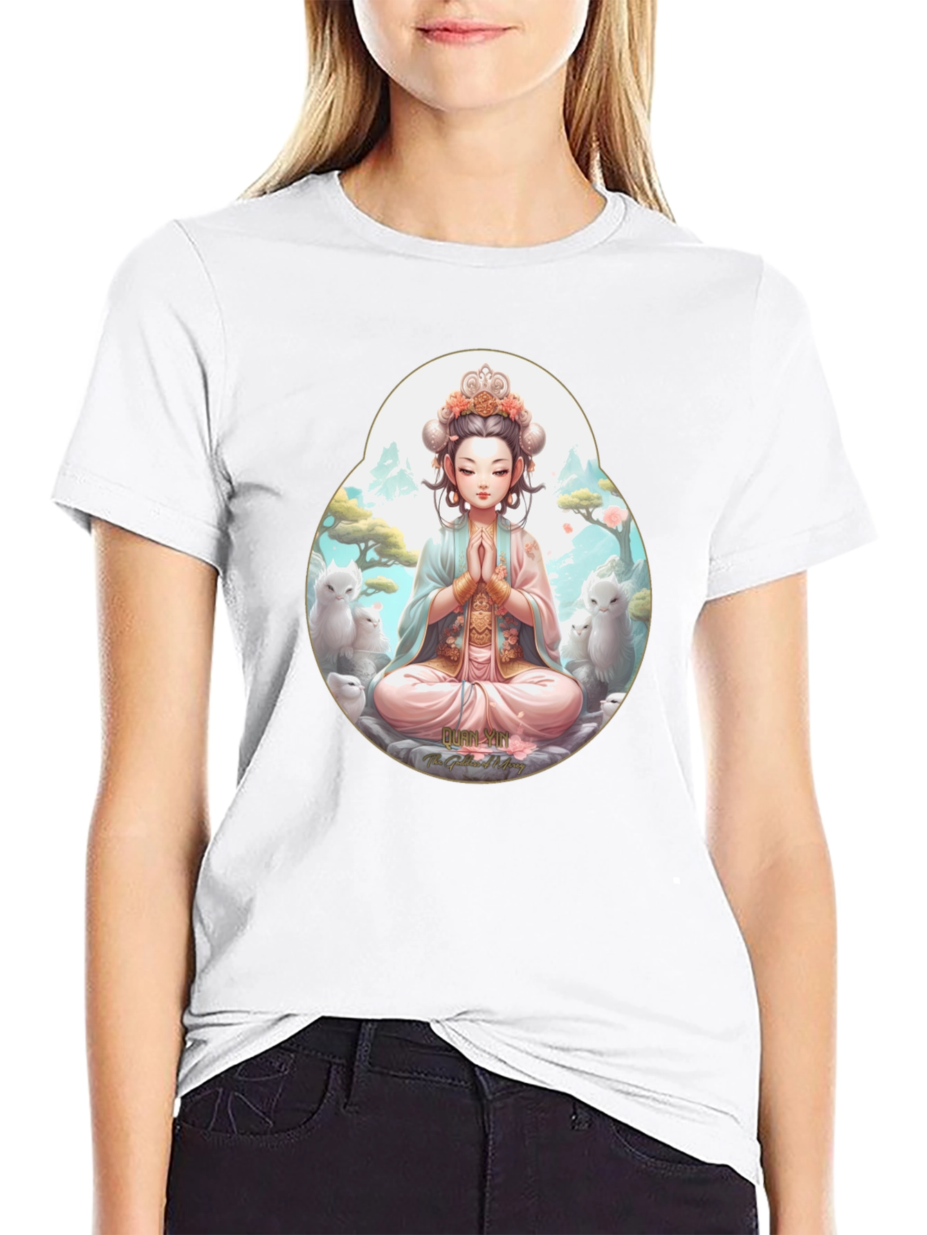 Zen Girl T-Shirt - Meditating Anime Style