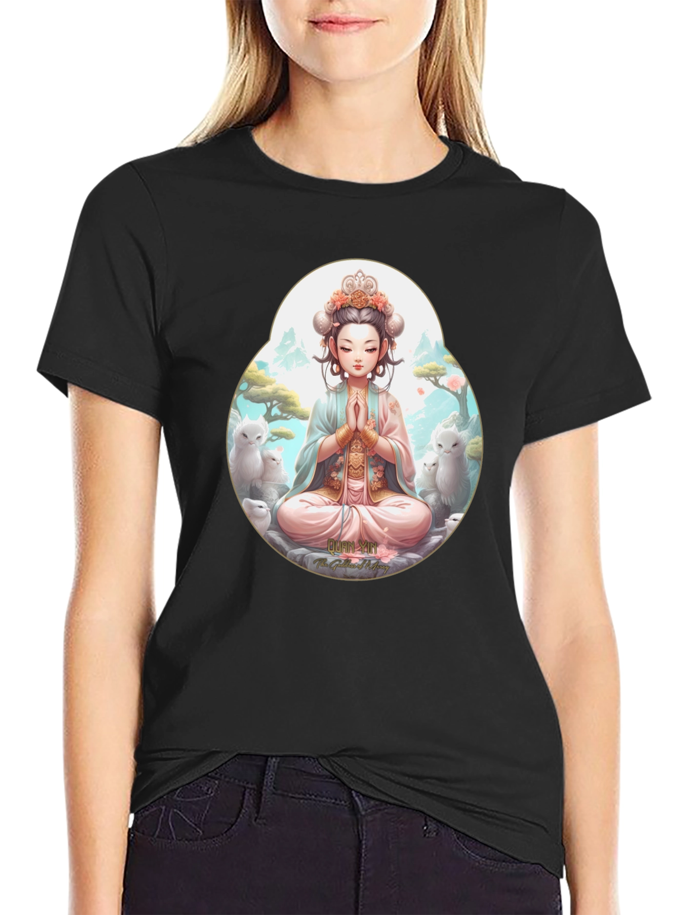 Zen Girl T-Shirt - Meditating Anime Style