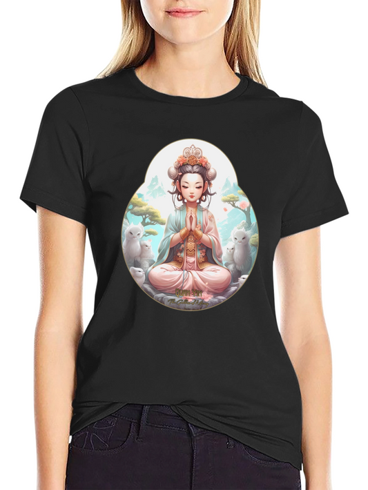 Zen Girl T-Shirt - Meditating Anime Style