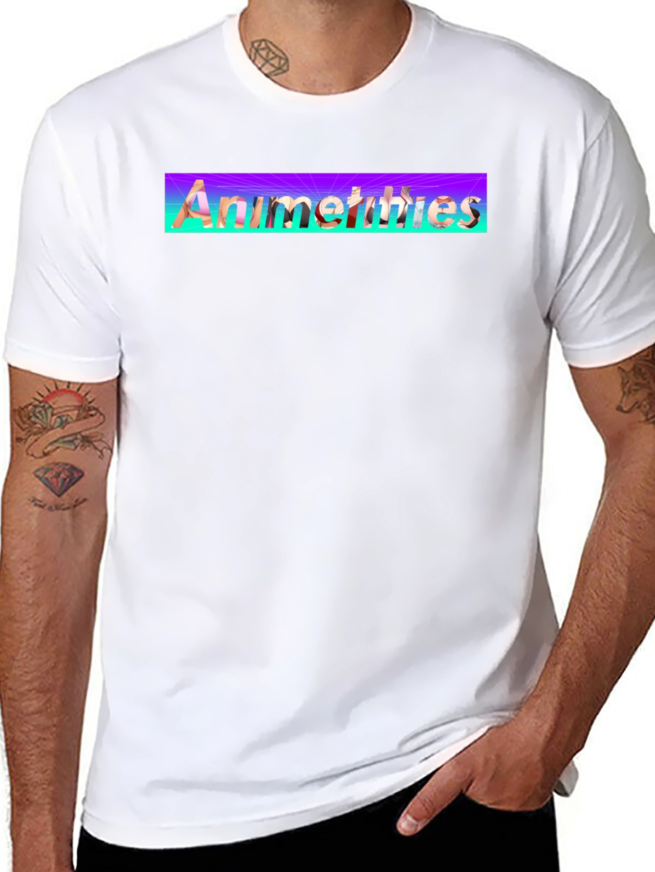 Anime Thighs Graphic T-Shirt - Black