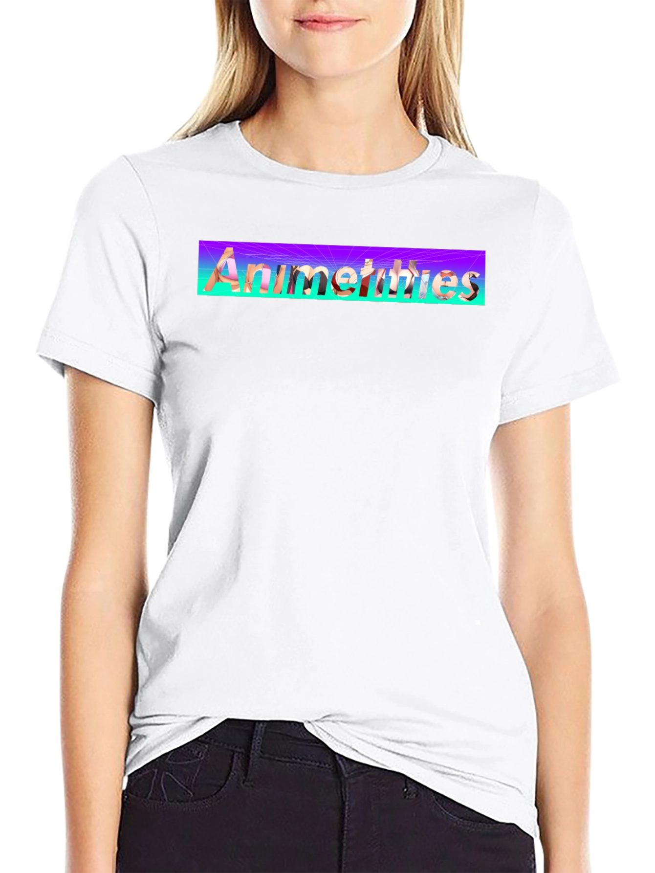 Anime Thighs Graphic T-Shirt - Black