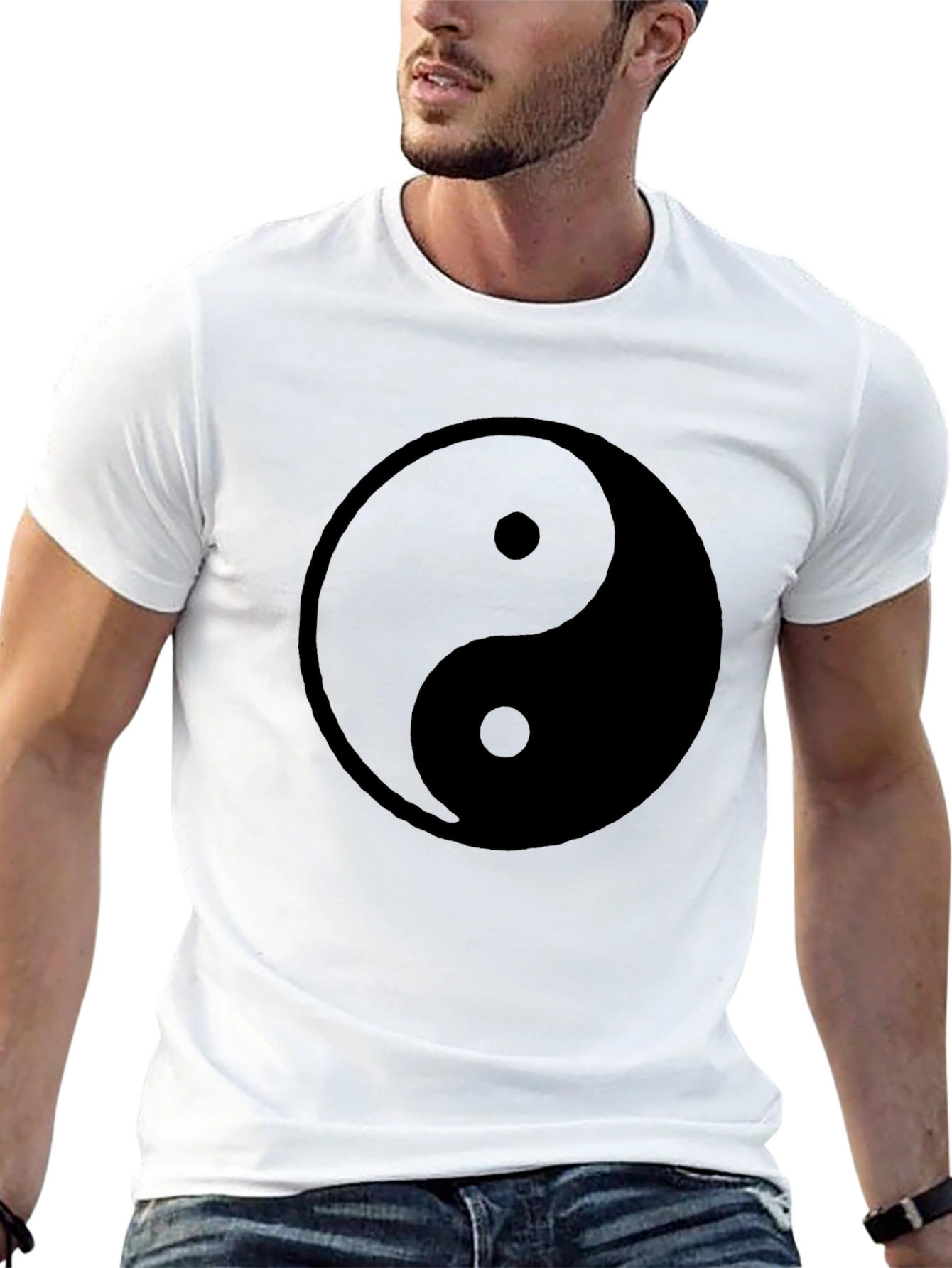 Yin Yang Graphic Print Black T-Shirt