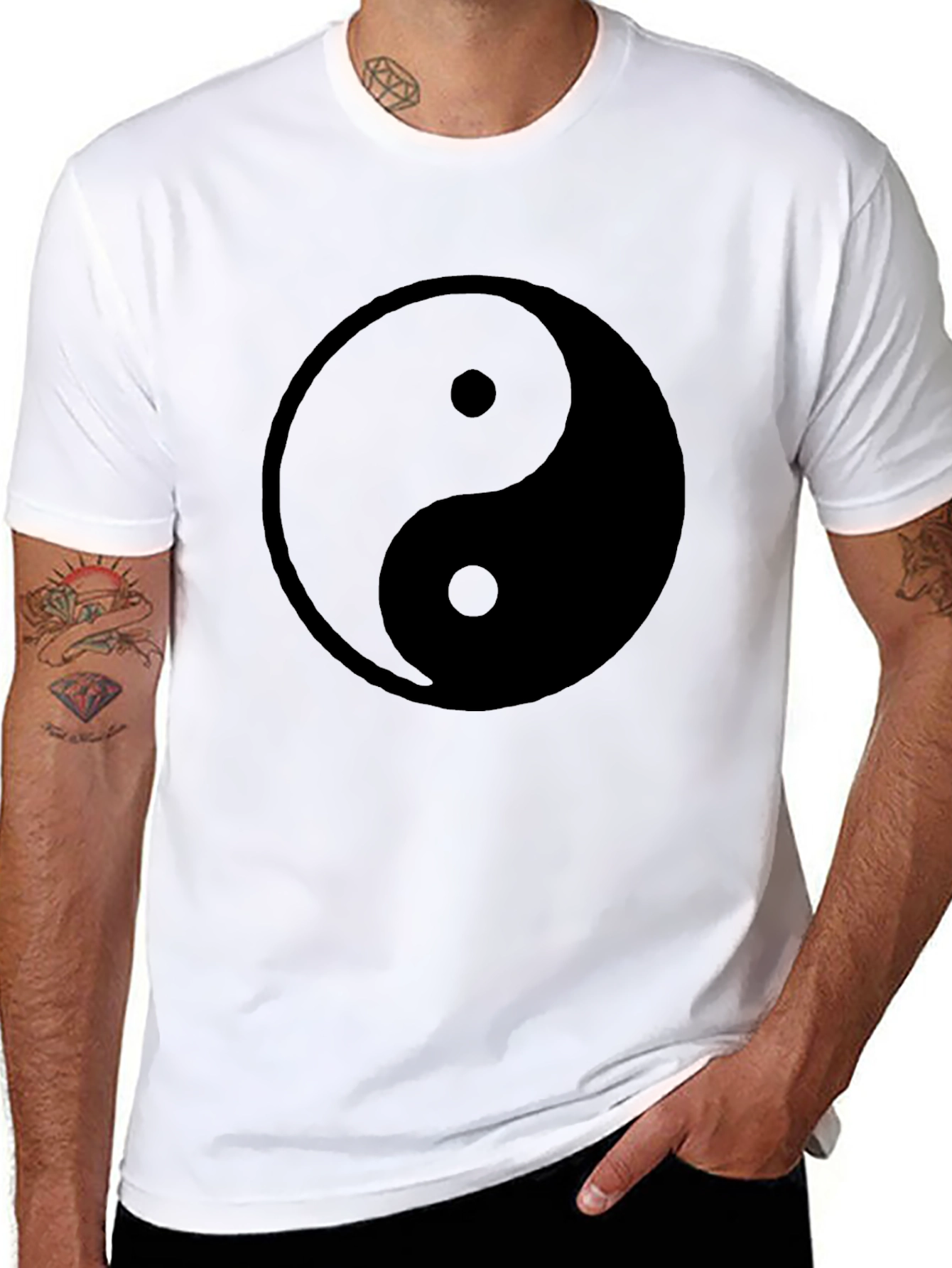 Yin Yang Graphic Print Black T-Shirt