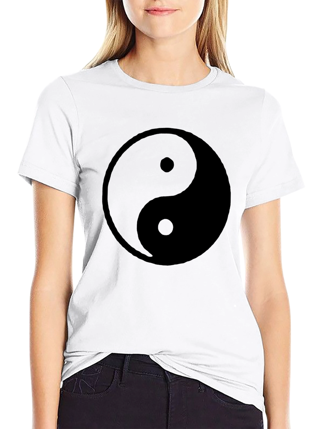Yin Yang Graphic Print Black T-Shirt