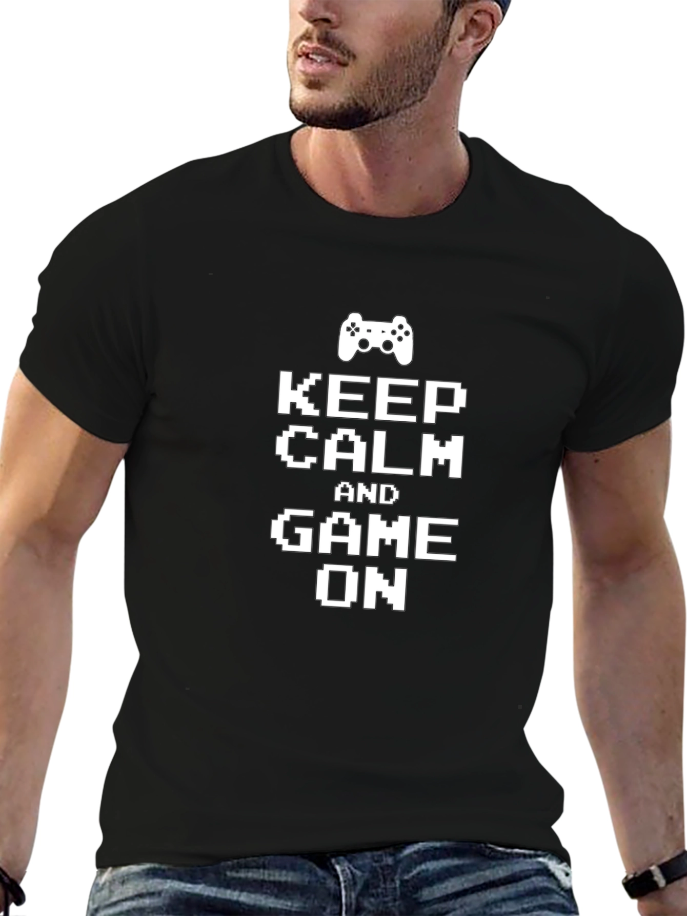 Keep Calm and Game On Black T-Shirt