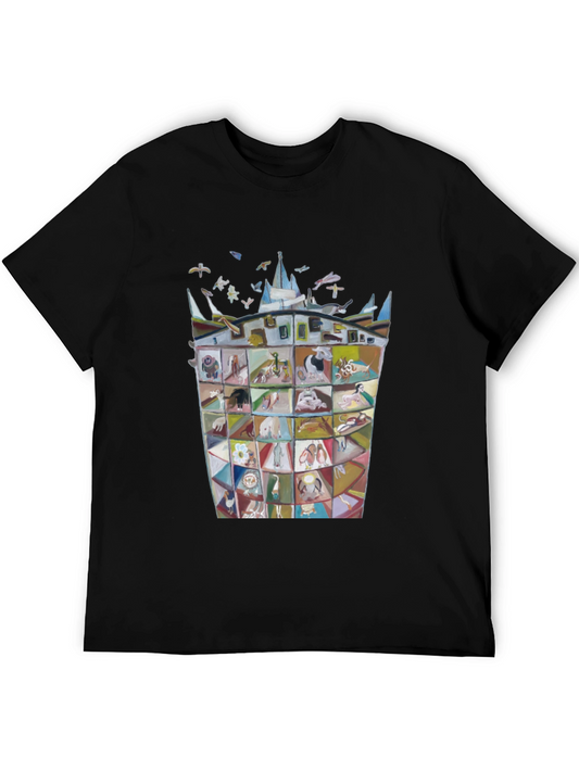 Artistic Graphic Print Crew Neck Tee