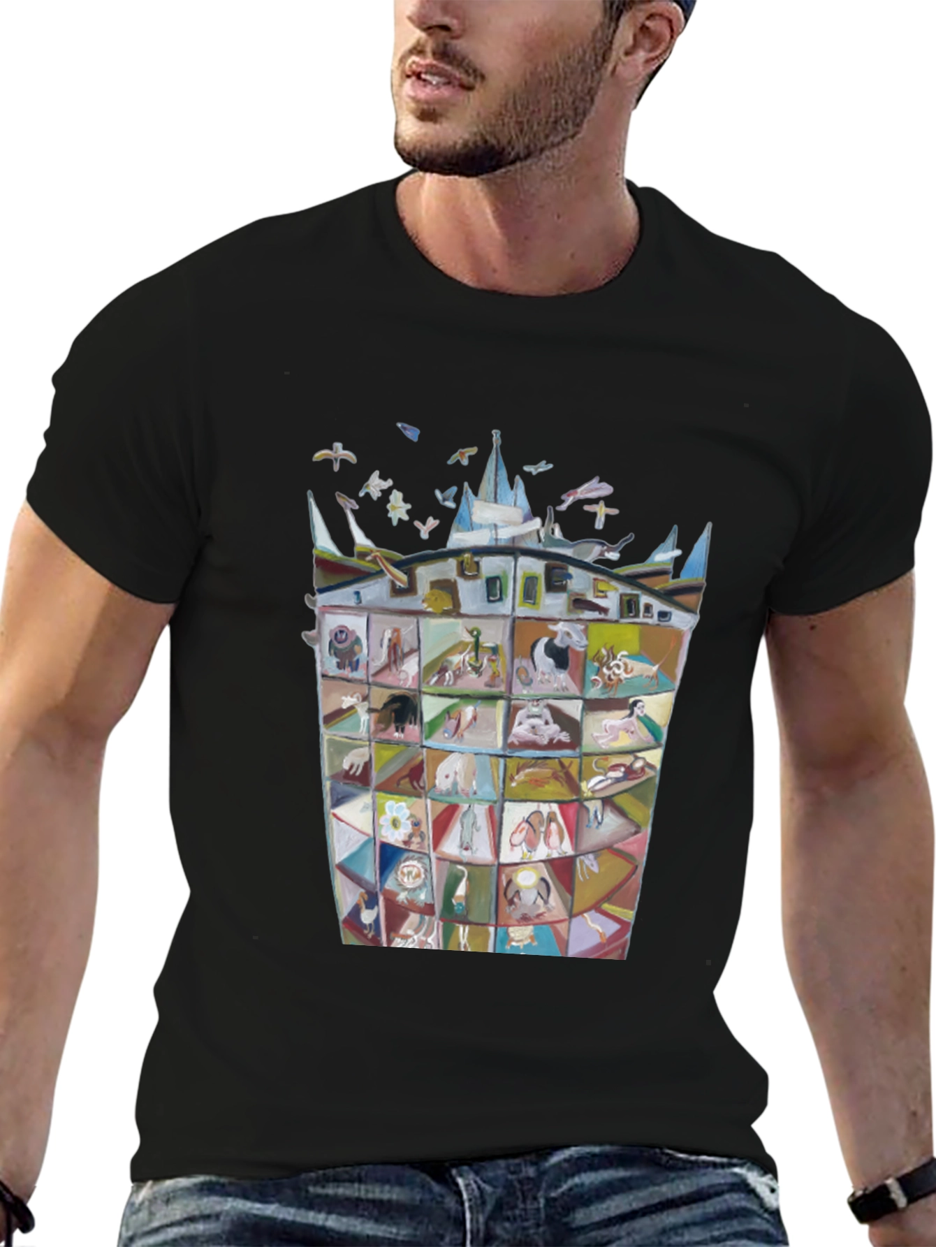 Artistic Graphic Print Crew Neck Tee