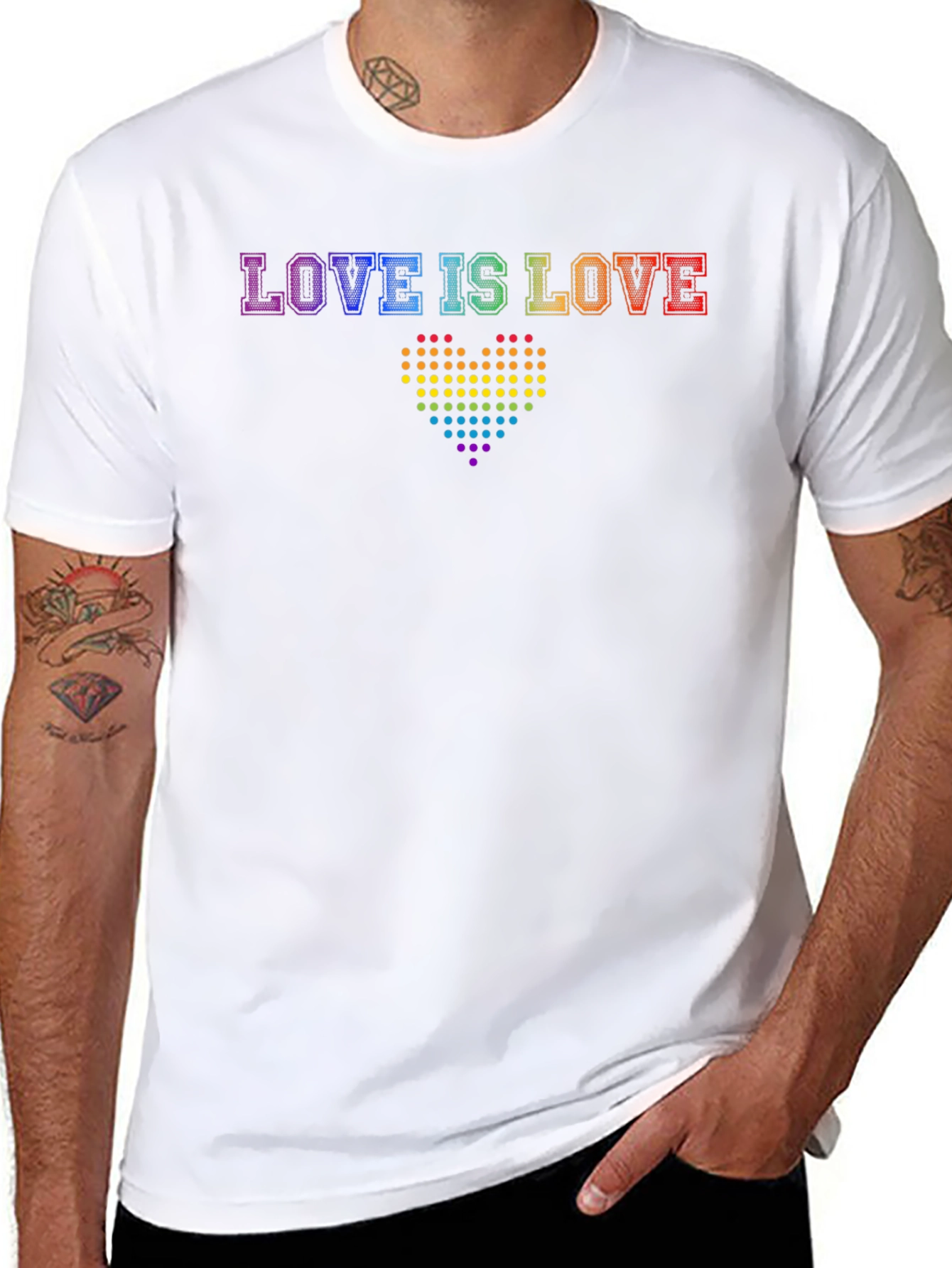 Love is Love Pride T-Shirt - Rainbow Heart