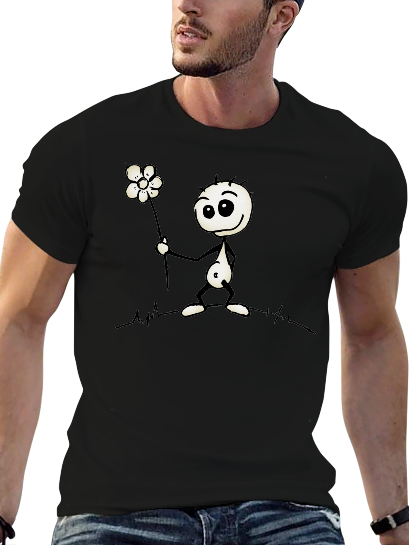 Whimsical Stick Figure Flower Graphic Tee
