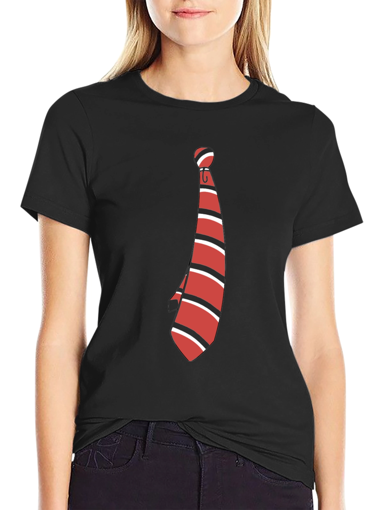 Striped Tie Graphic Tee - Casual Style