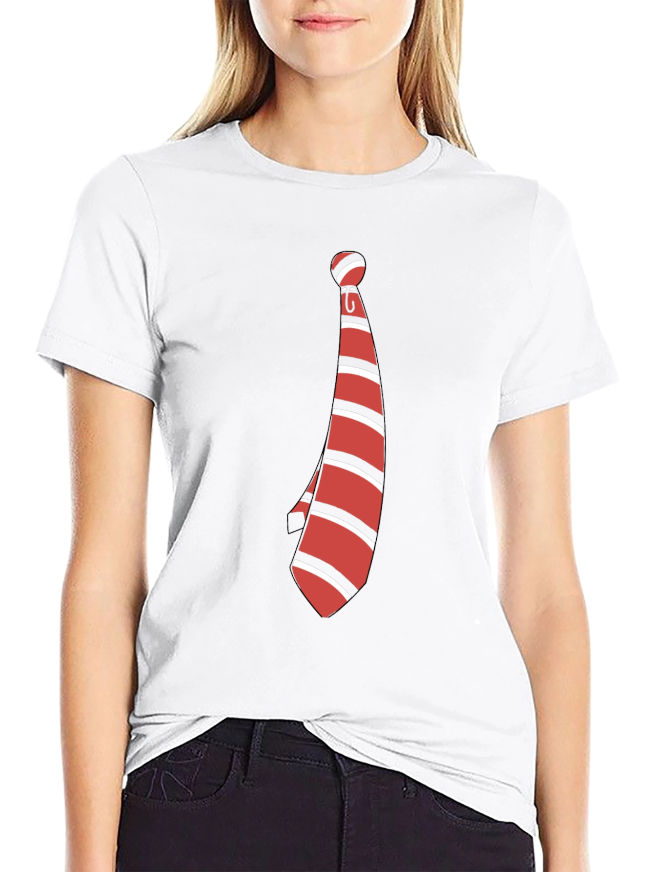 Striped Tie Graphic Tee - Casual Style