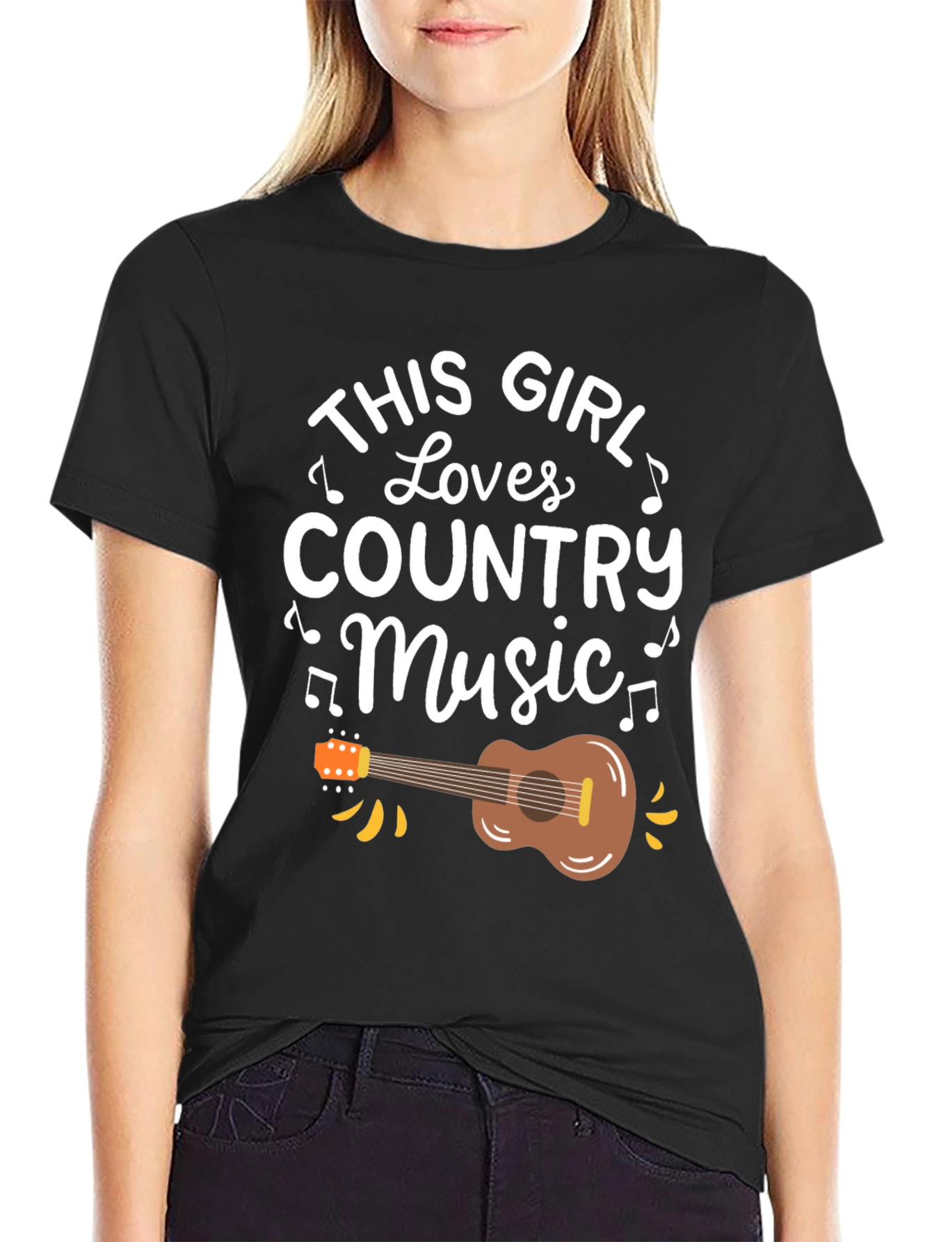 This Girl Loves Country Music Black T-Shirt
