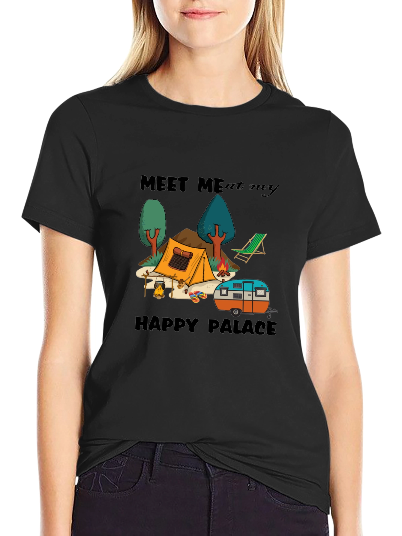 Meet Me At My Happy Palace Camping Graphic Tee