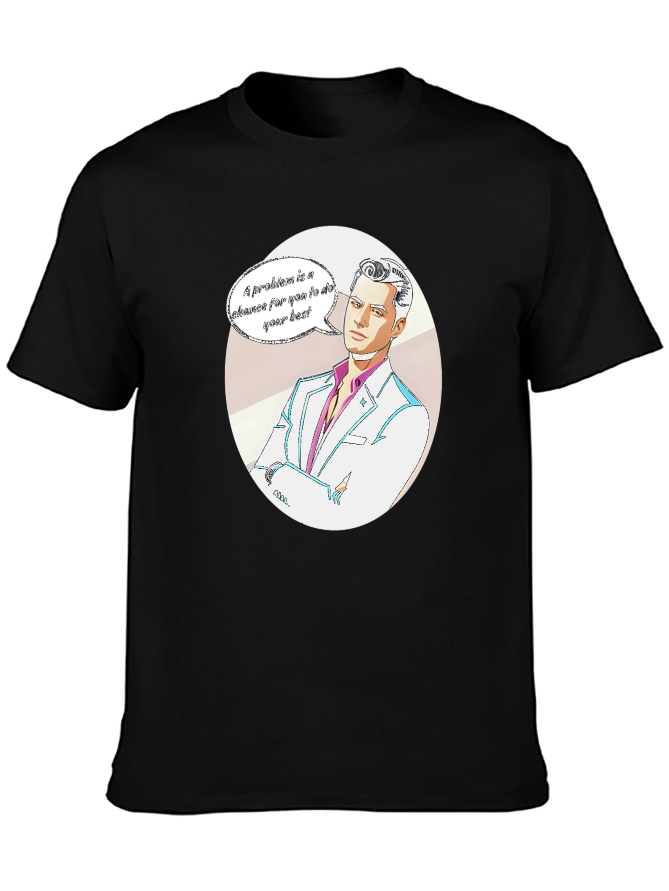 Motivational Cartoon Man Graphic Tee - Black