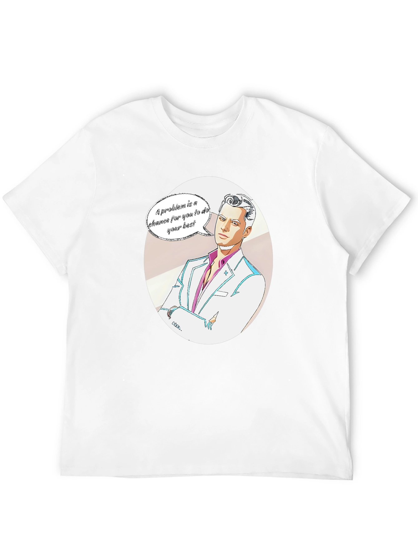 Motivational Cartoon Man Graphic Tee - Black