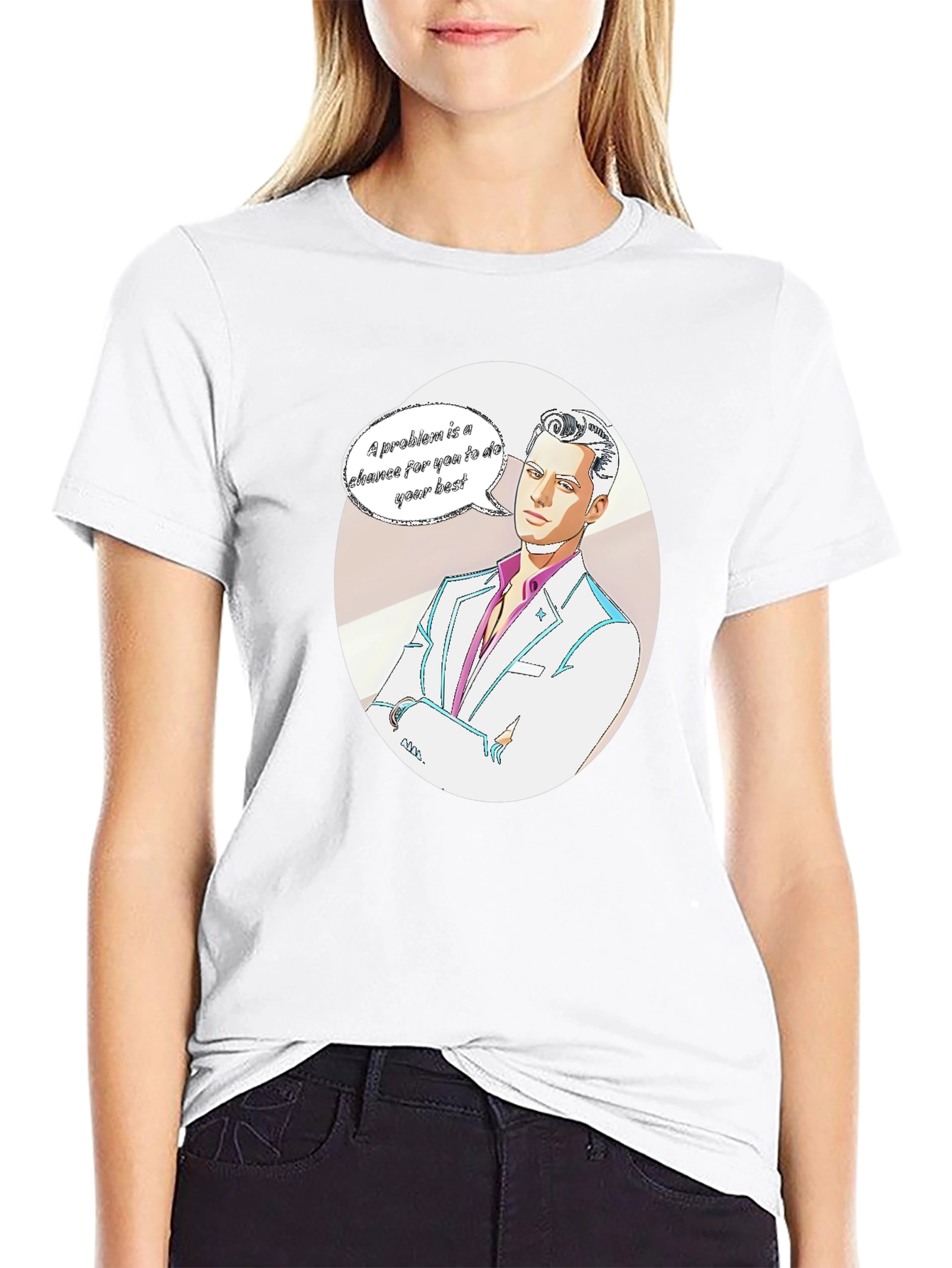 Motivational Cartoon Man Graphic Tee - Black