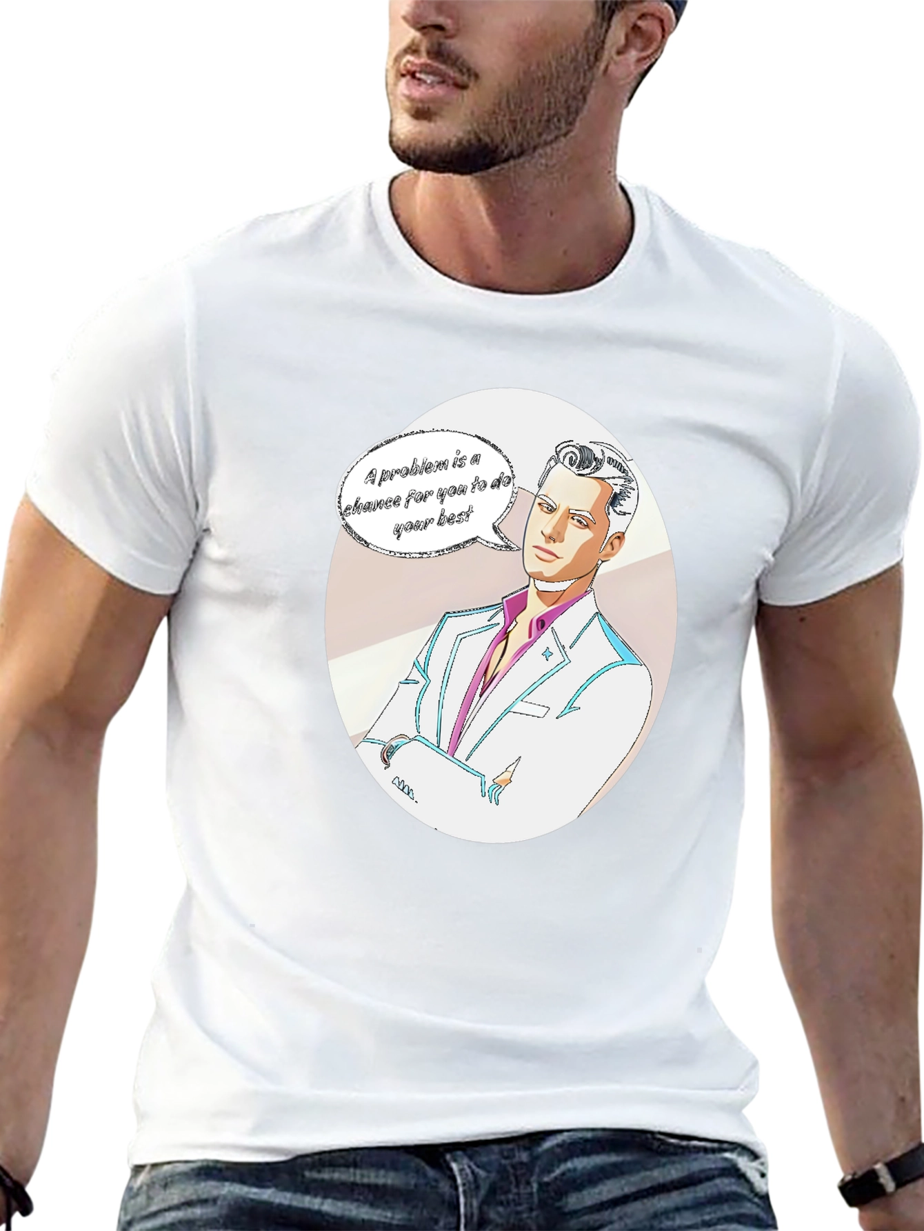 Motivational Cartoon Man Graphic Tee - Black