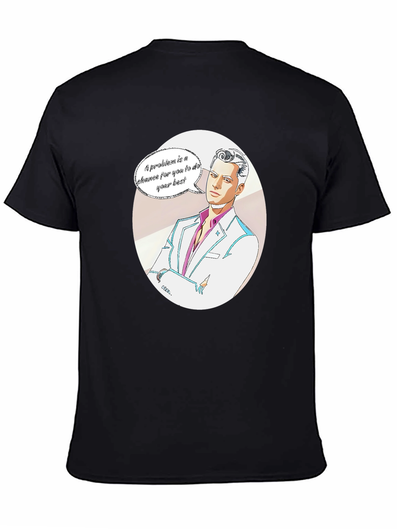 Motivational Cartoon Man Graphic Tee - Black