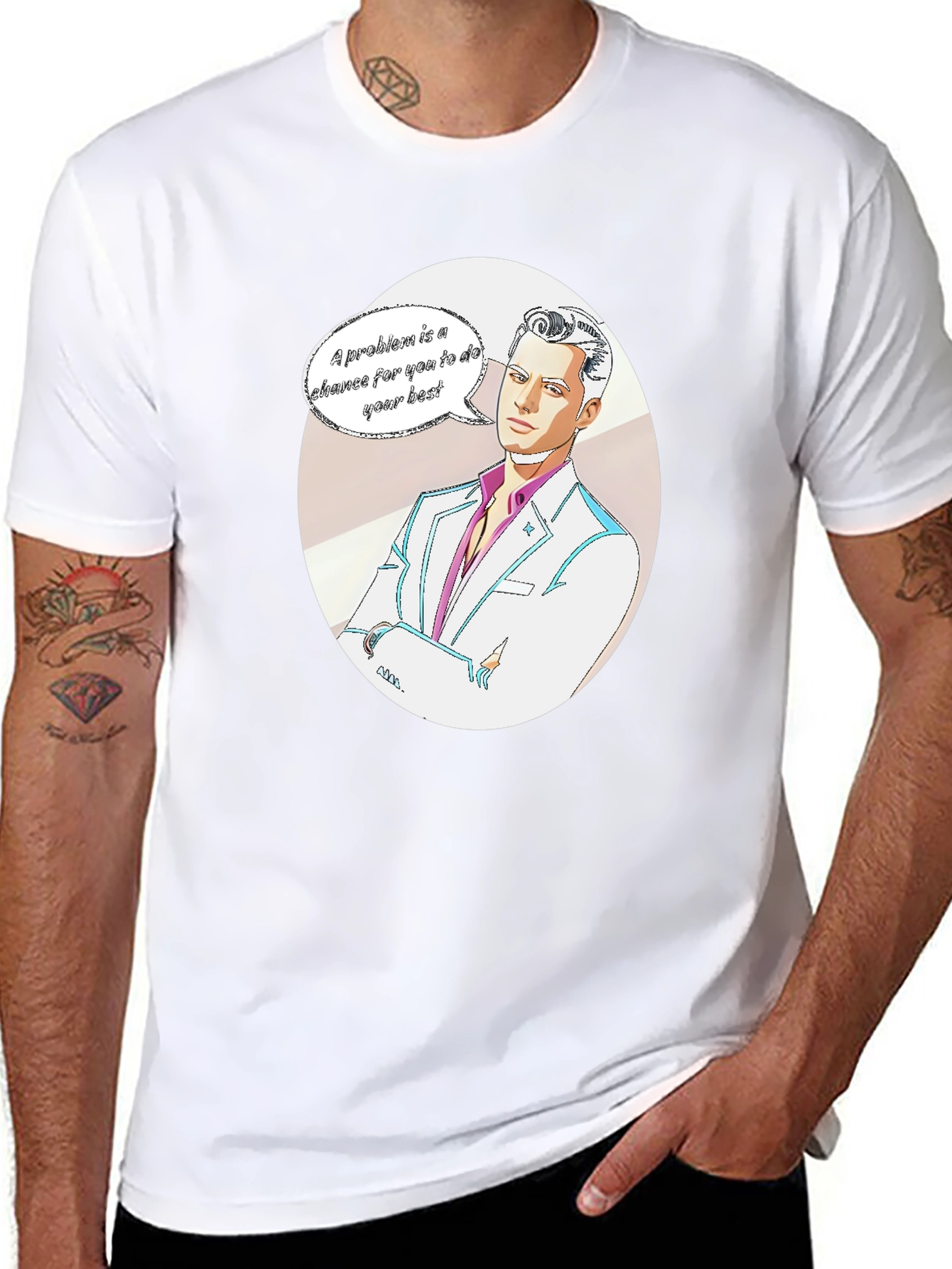 Motivational Cartoon Man Graphic Tee - Black
