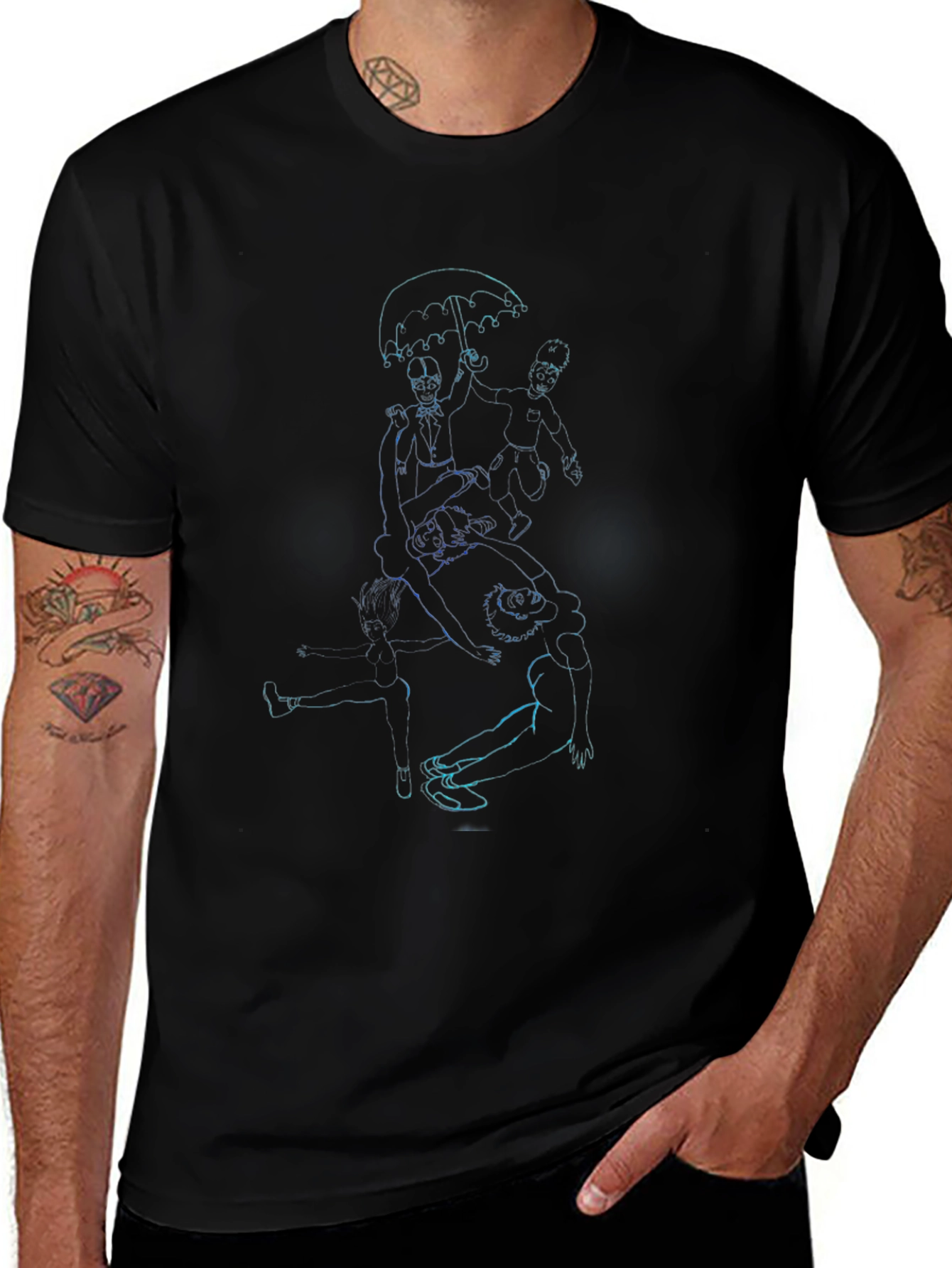 Graphic Print Black Crew Neck T-Shirt