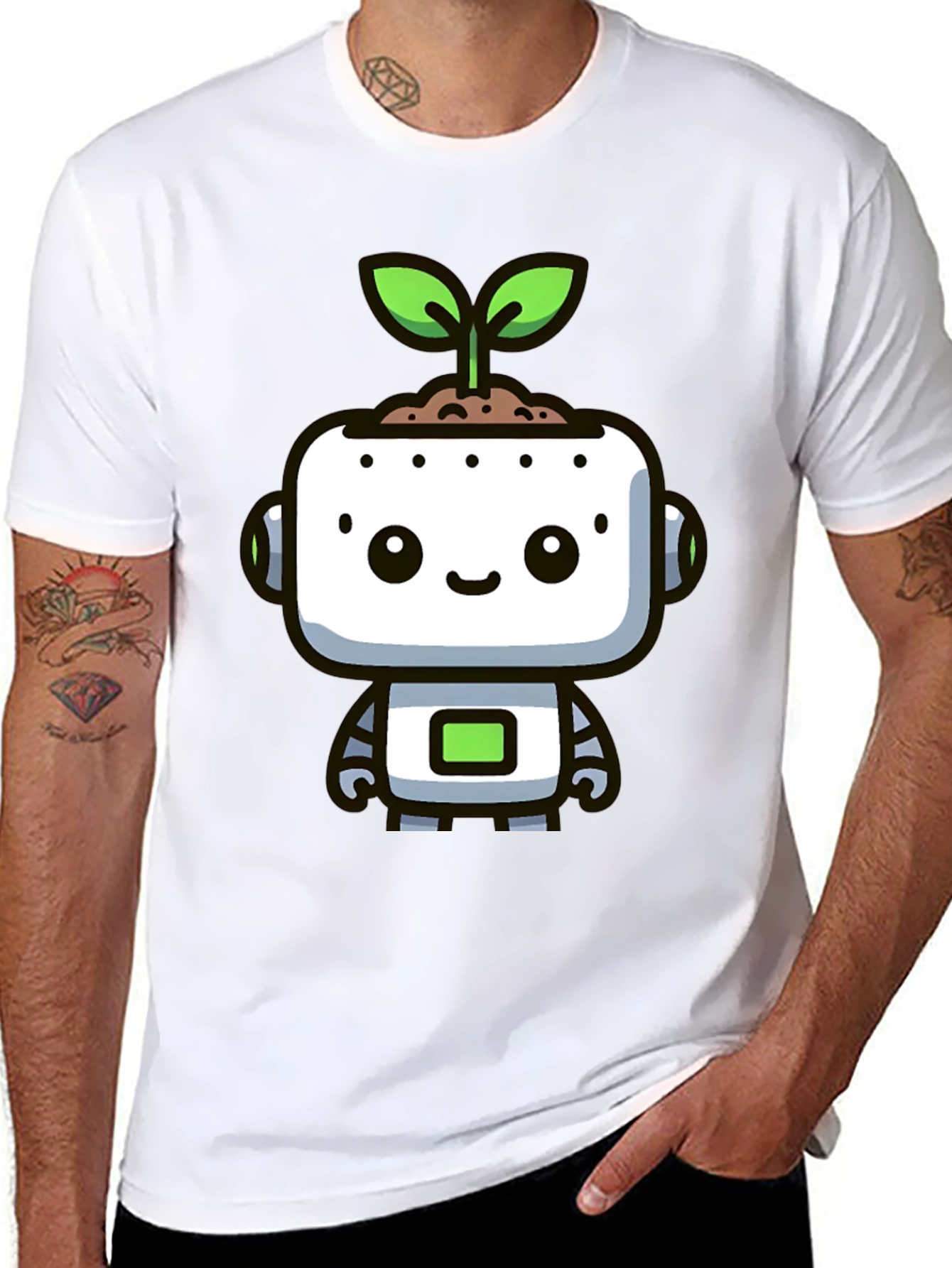 Cute Robot Sprout Graphic Tee