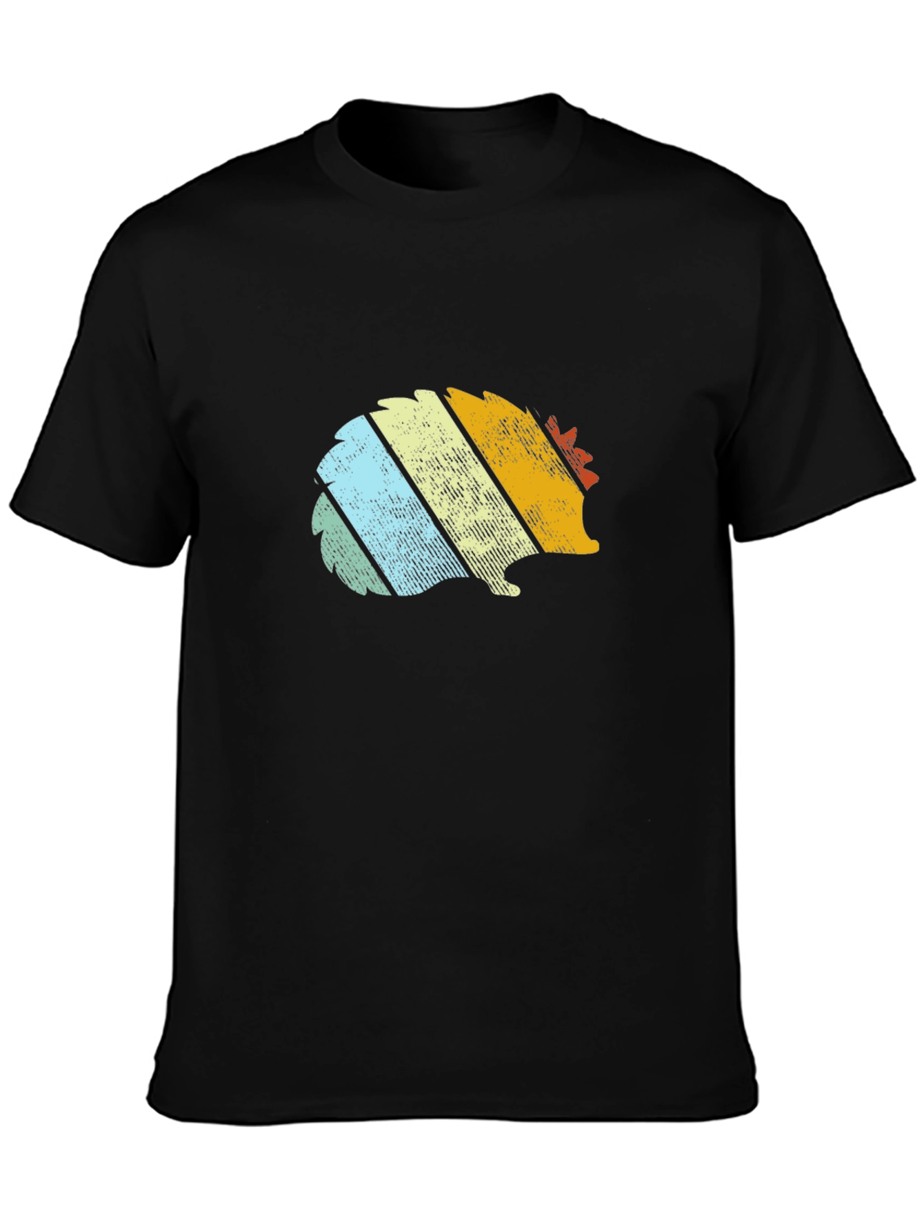 Retro Hedgehog Graphic Tee - Black Cotton T-Shirt