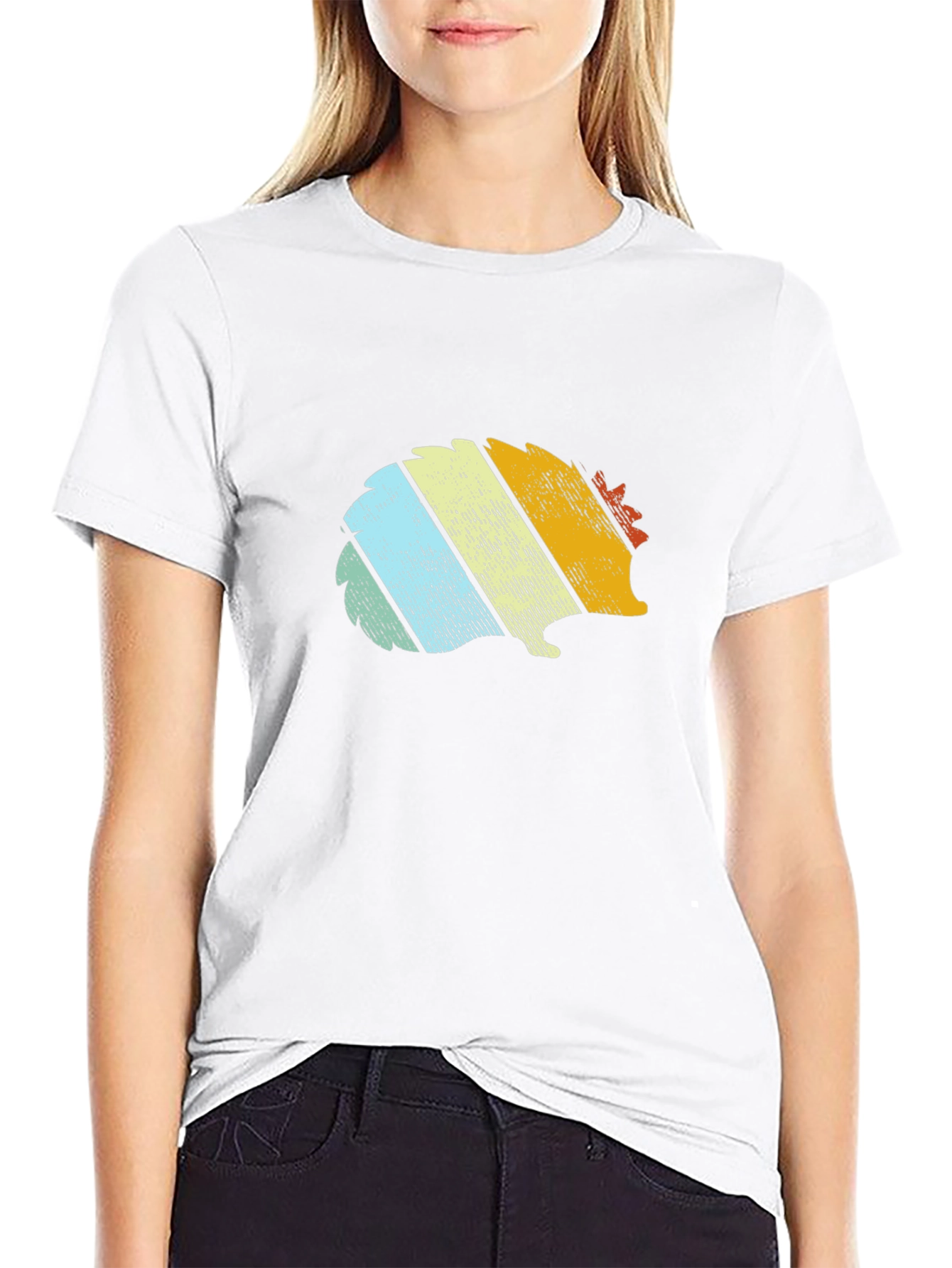 Retro Hedgehog Graphic Tee - Black Cotton T-Shirt
