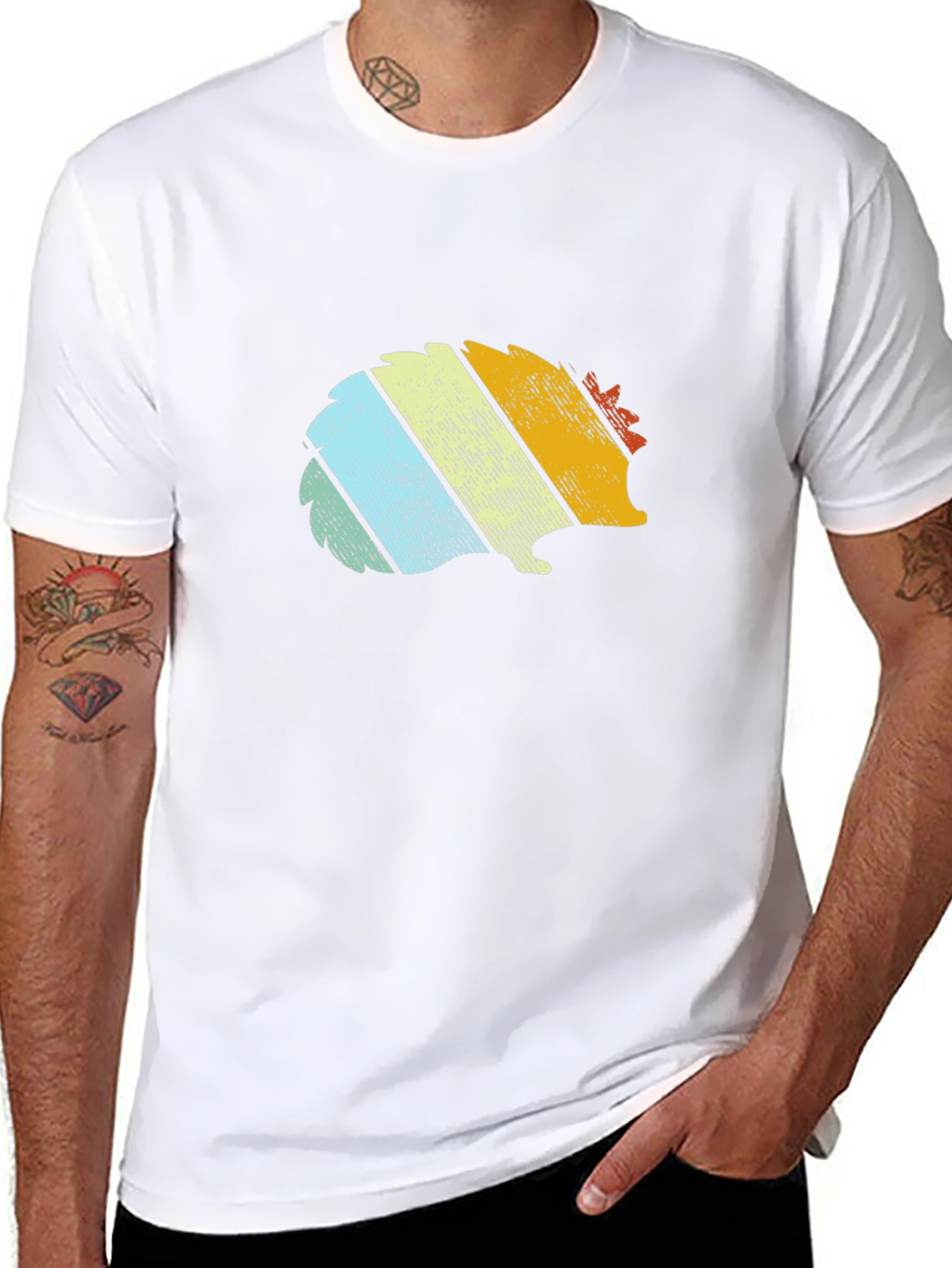 Retro Hedgehog Graphic Tee - Black Cotton T-Shirt