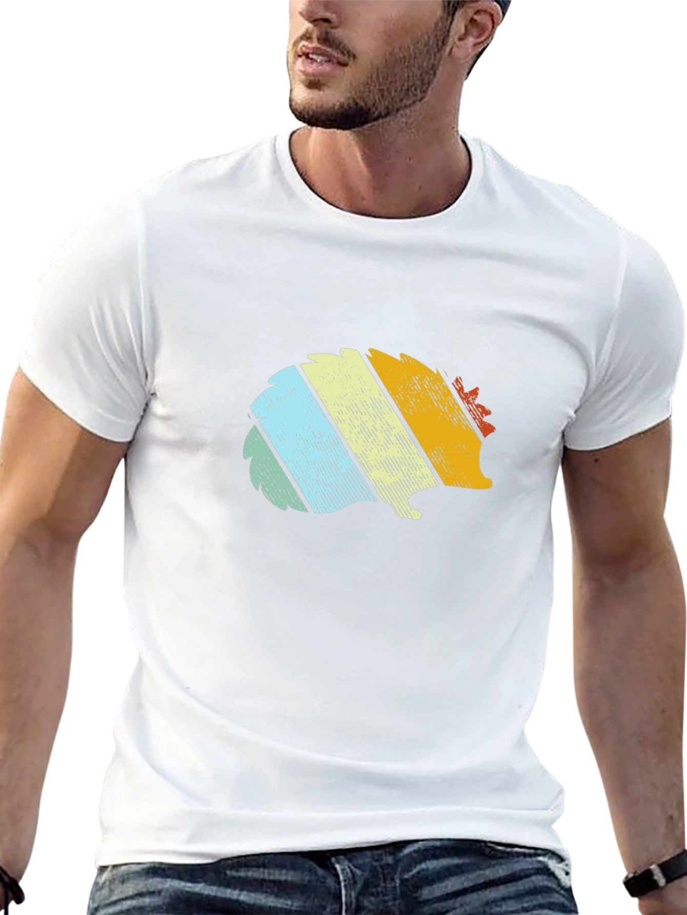 Retro Hedgehog Graphic Tee - Black Cotton T-Shirt