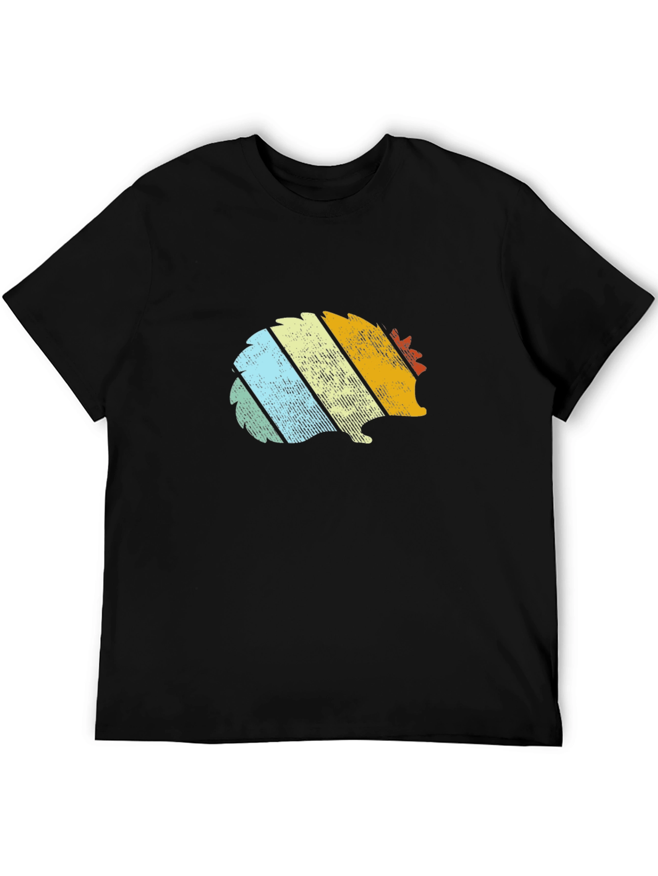 Retro Hedgehog Graphic Tee - Black Cotton T-Shirt