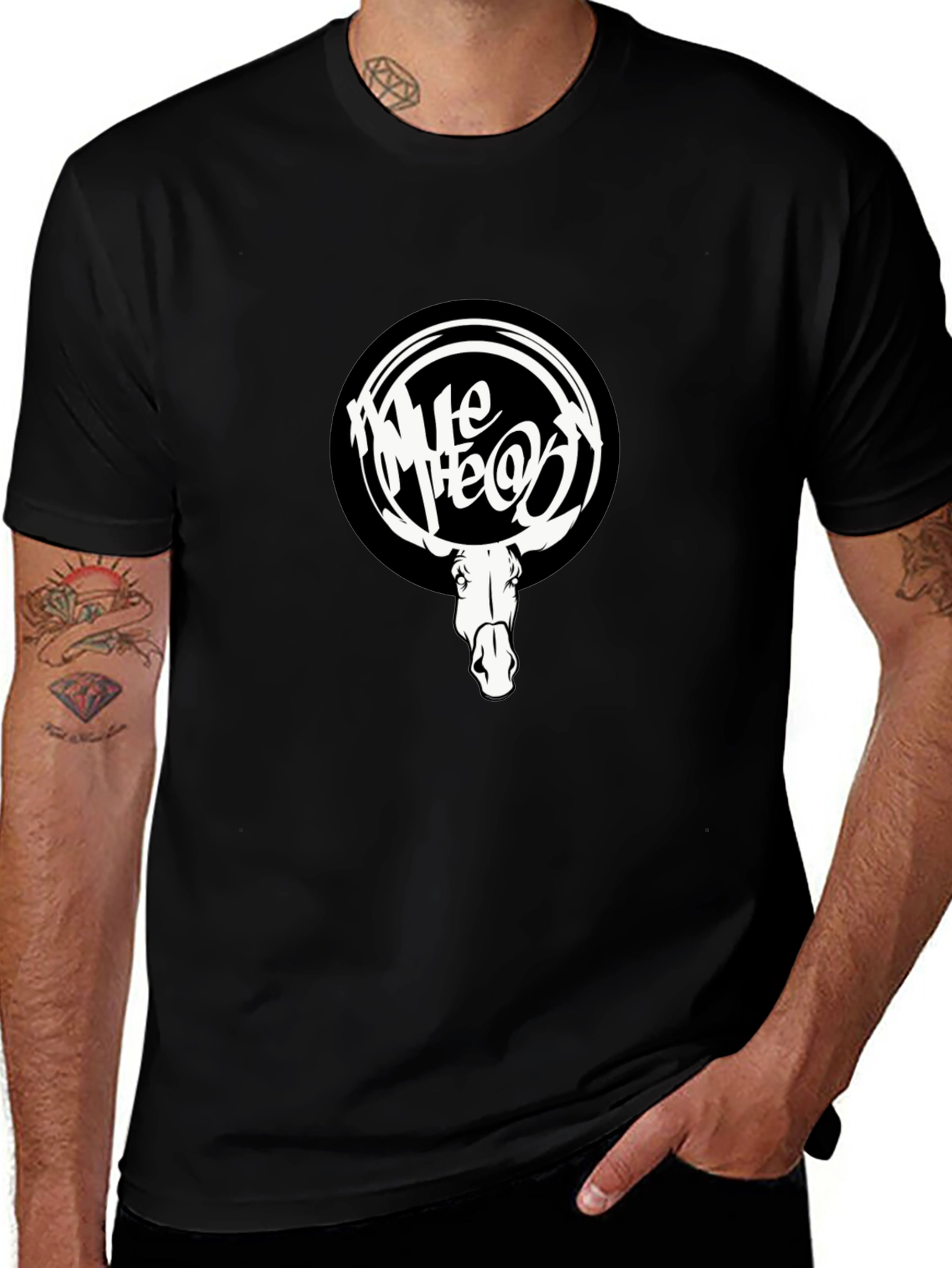 Cool Black T-Shirt with White Moose Graphic