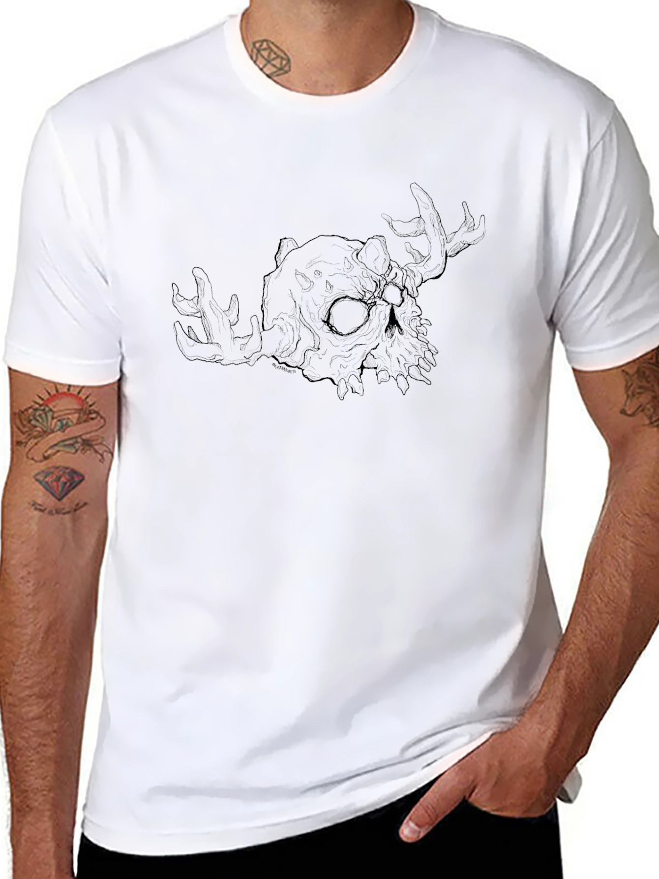 Dark Skull Graphic Tee - Black Casual T-Shirt