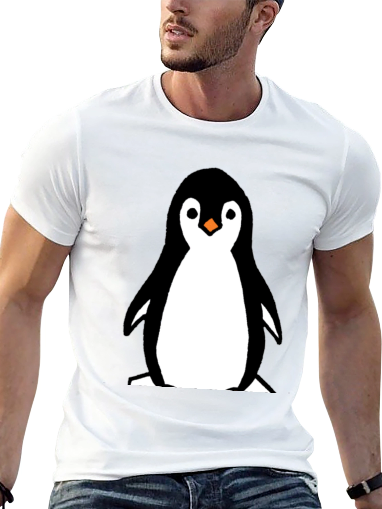 Cute Penguin Graphic Tee - Black