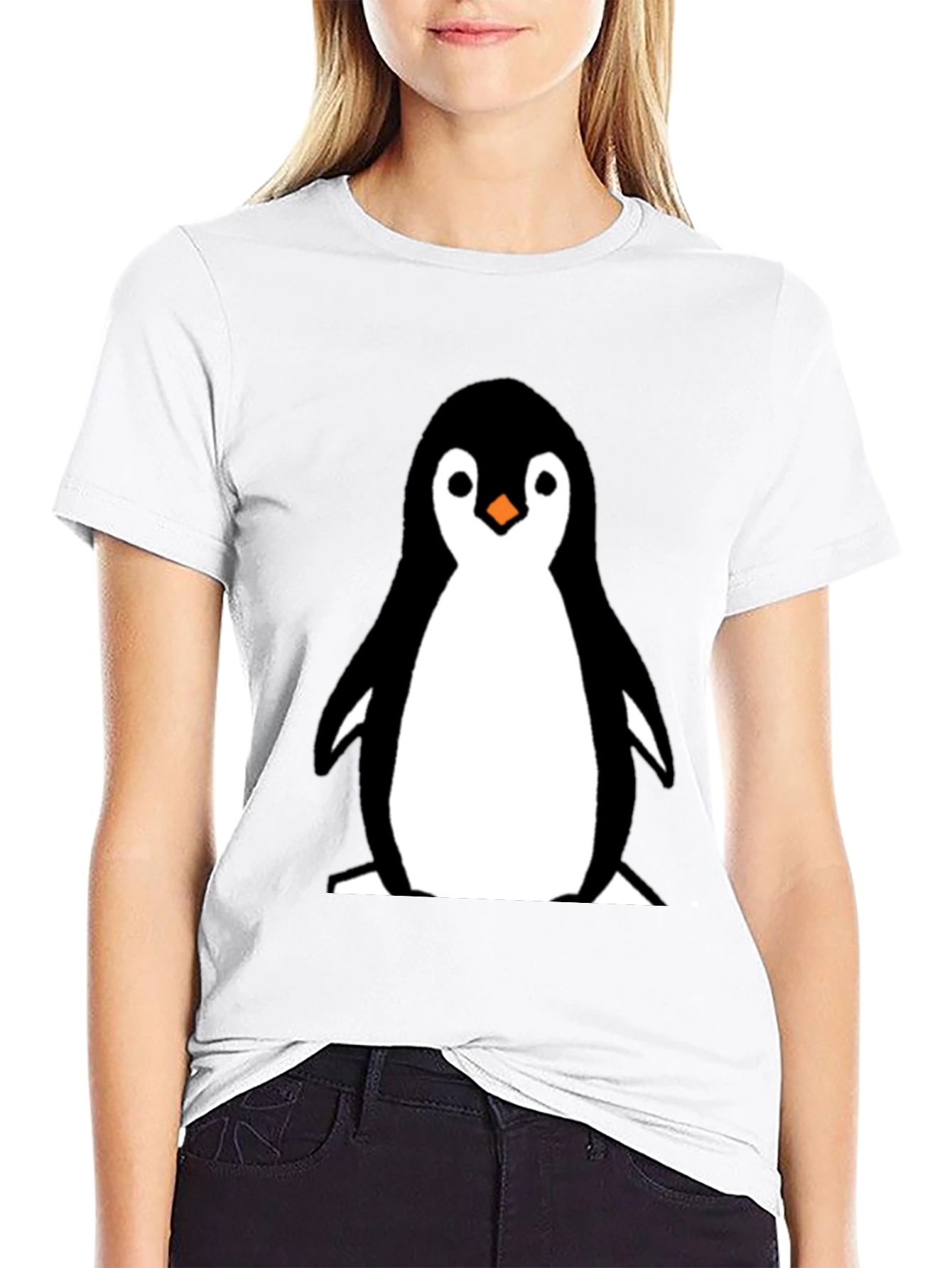 Cute Penguin Graphic Tee - Black
