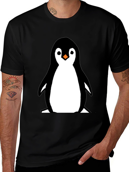 Cute Penguin Graphic Tee - Black