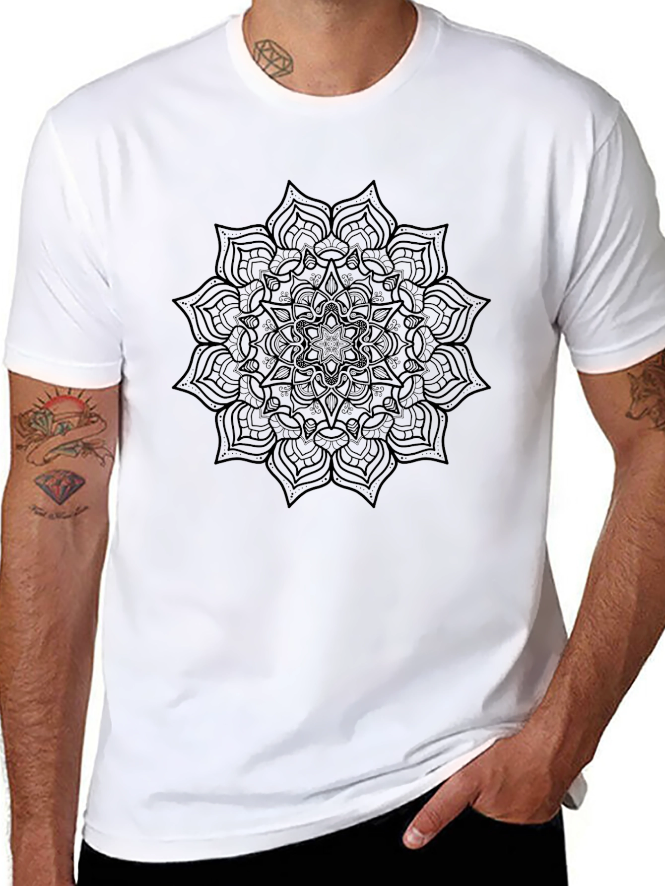 Black Mandala Graphic T-Shirt - Stylish Casual Wear