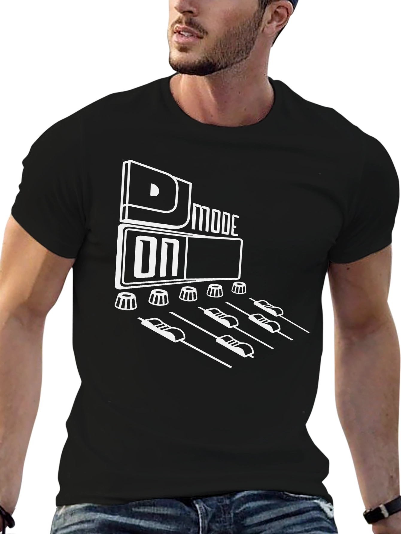 DJ Mode On Graphic Tee - Black Cotton T-Shirt