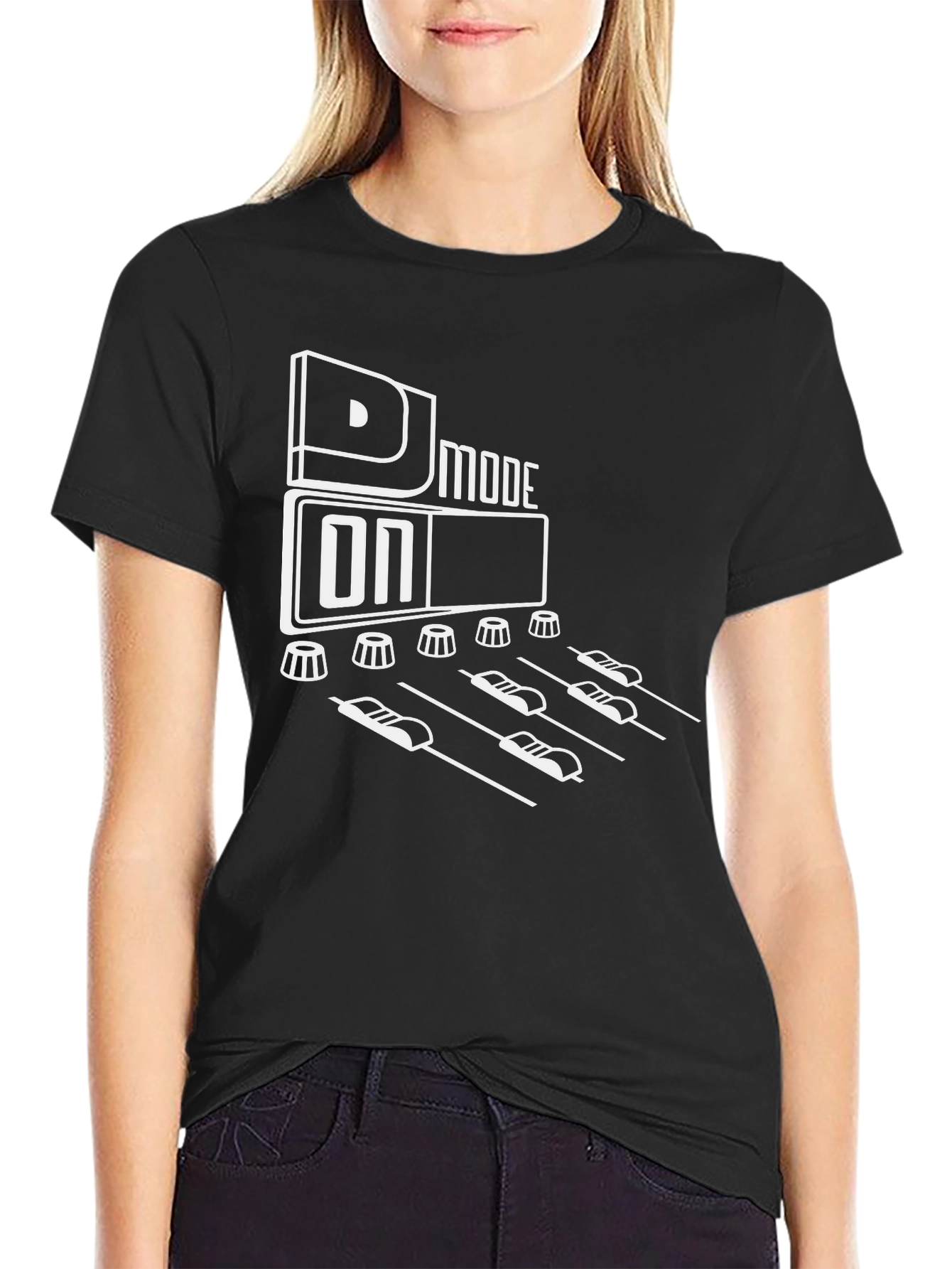 DJ Mode On Graphic Tee - Black Cotton T-Shirt