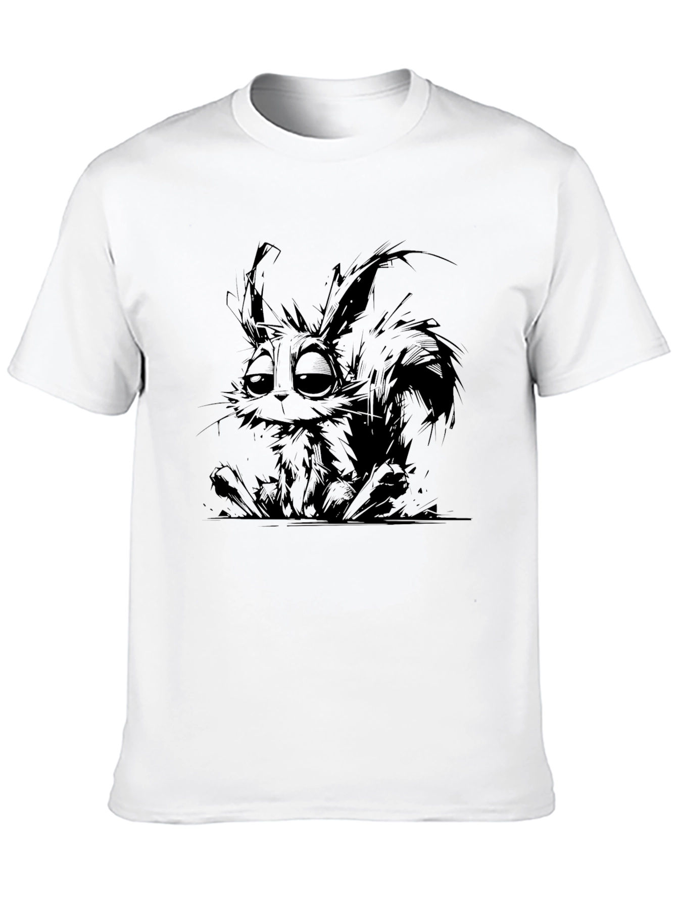 Graphic Print T-Shirt - Sad Bunny Design