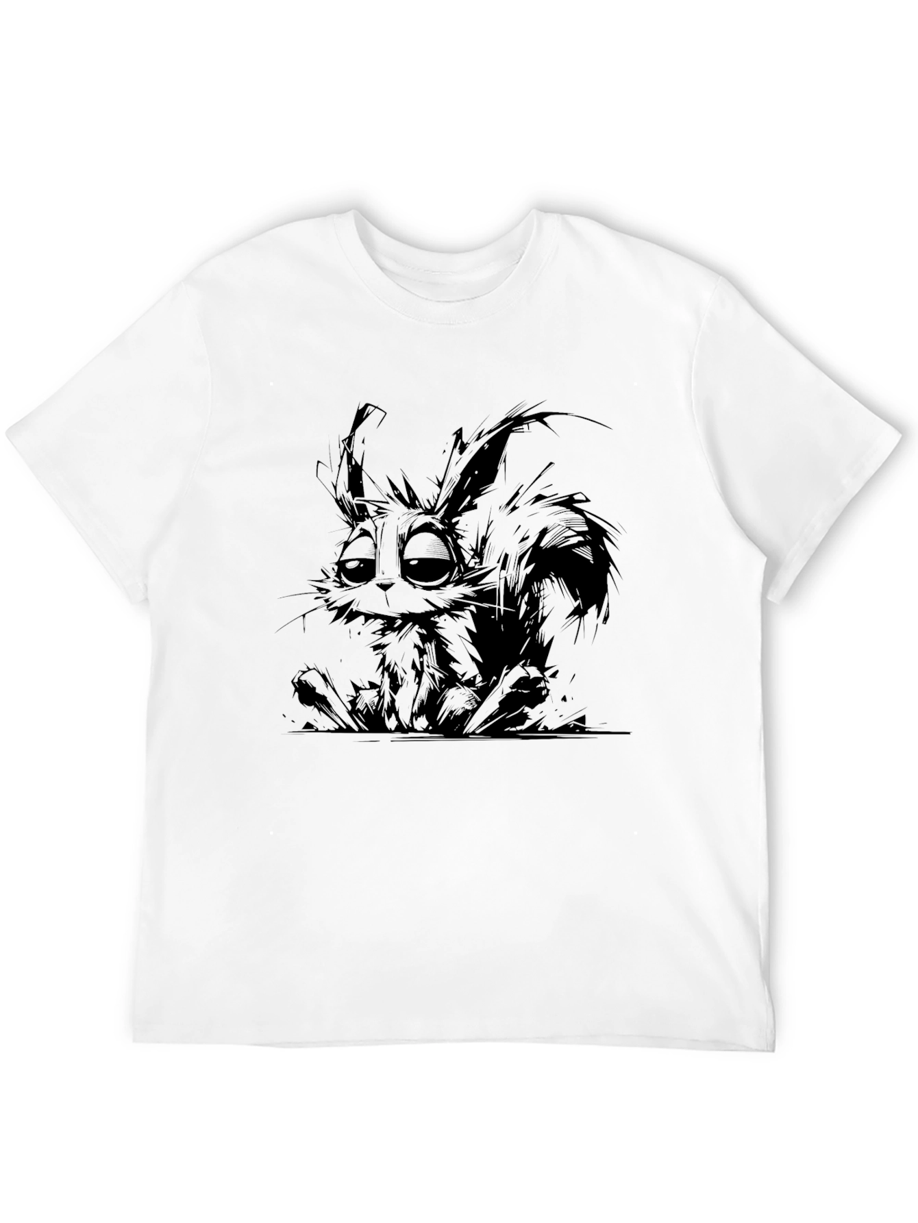 Graphic Print T-Shirt - Sad Bunny Design