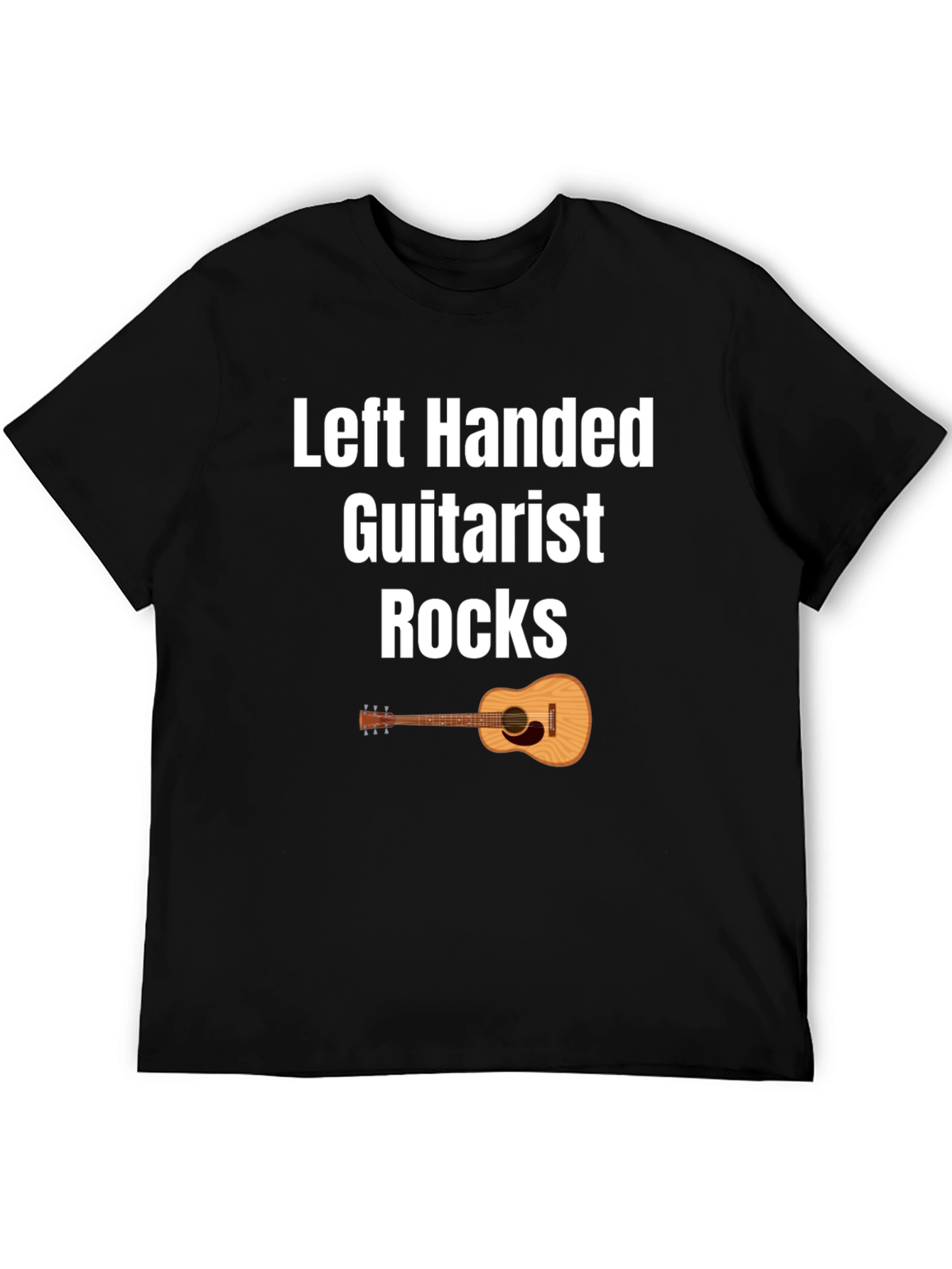 Left Handed Guitarist Rocks T-Shirt - Black