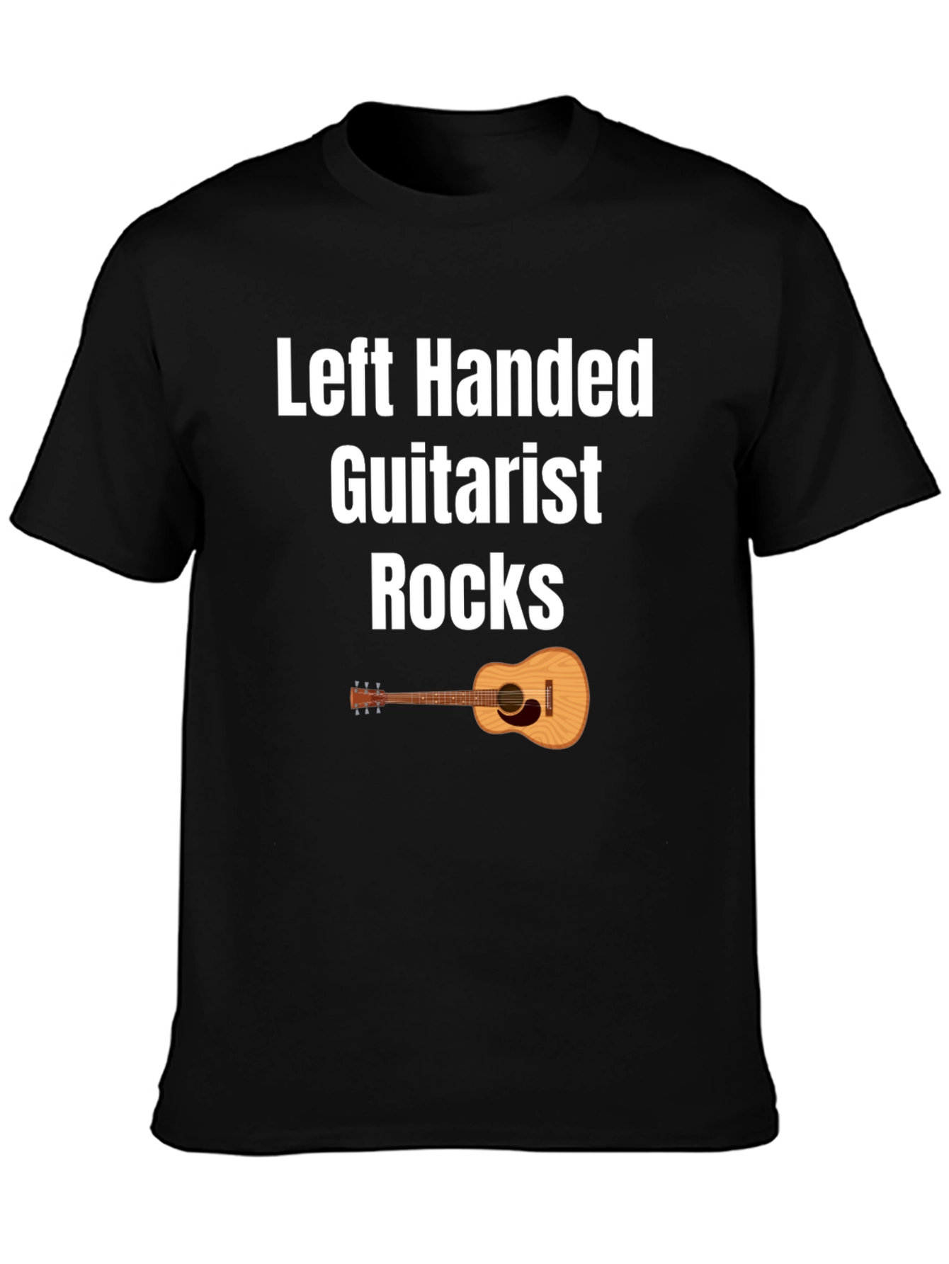 Left Handed Guitarist Rocks T-Shirt - Black