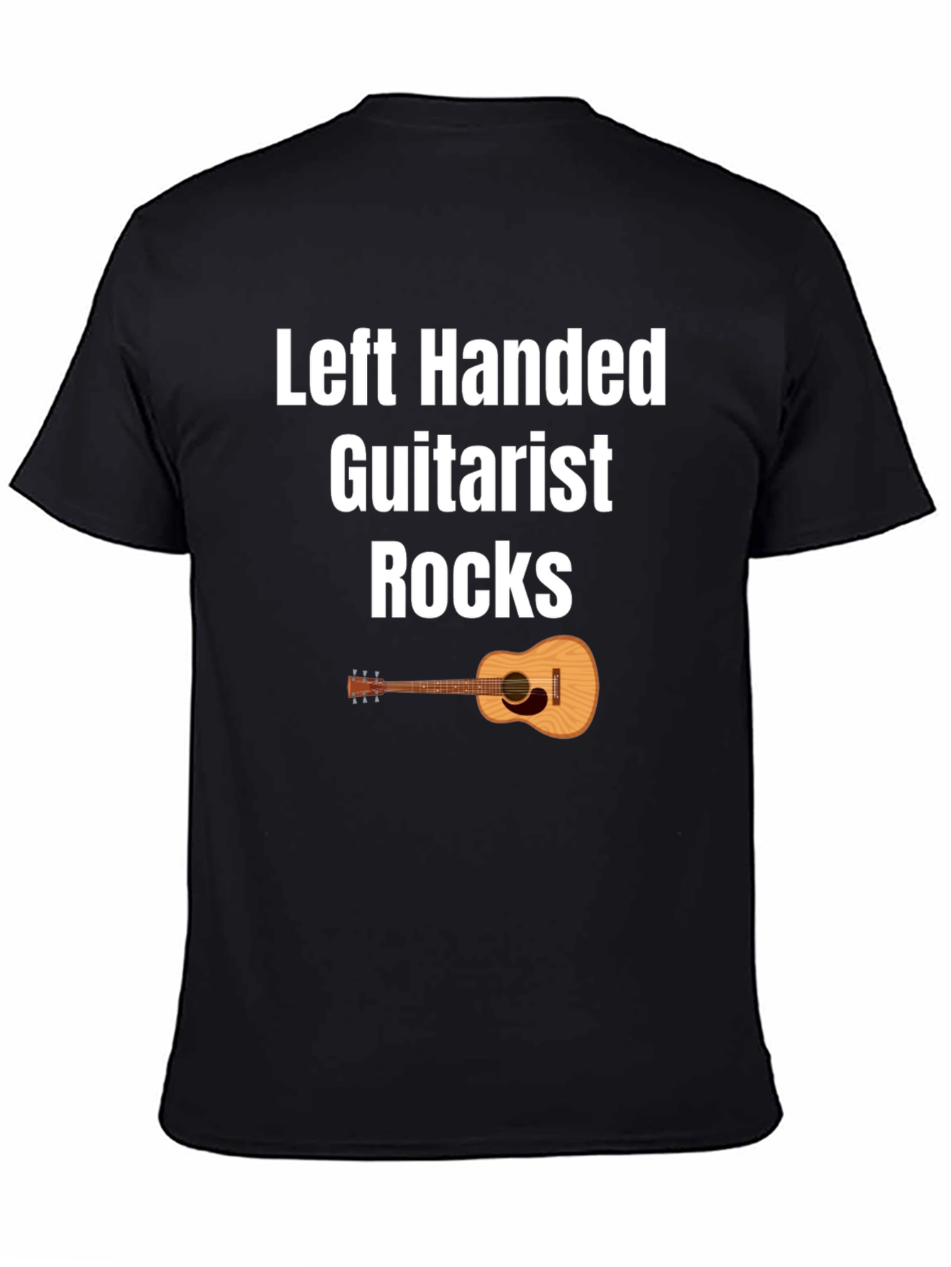 Left Handed Guitarist Rocks T-Shirt - Black