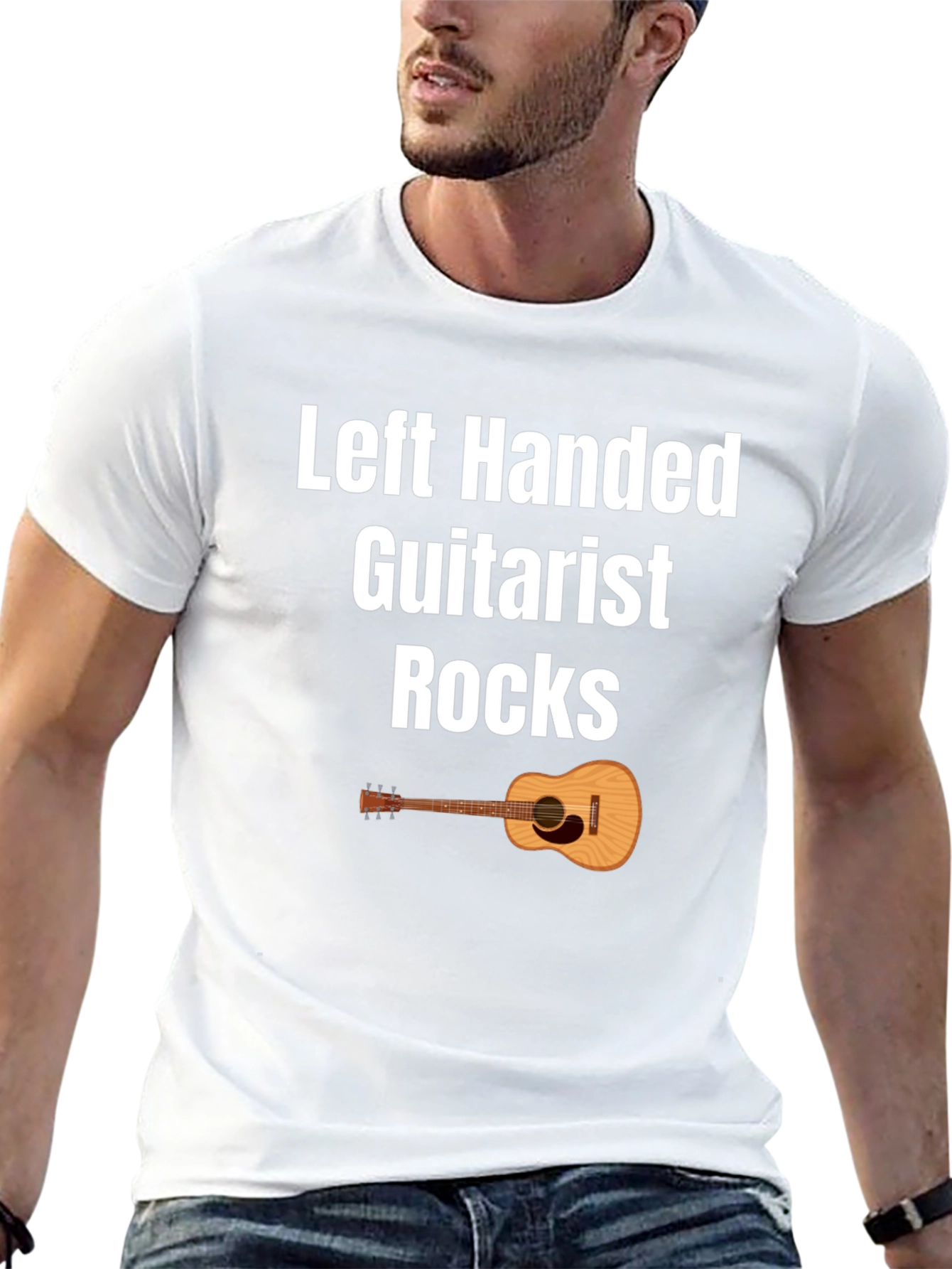 Left Handed Guitarist Rocks T-Shirt - Black