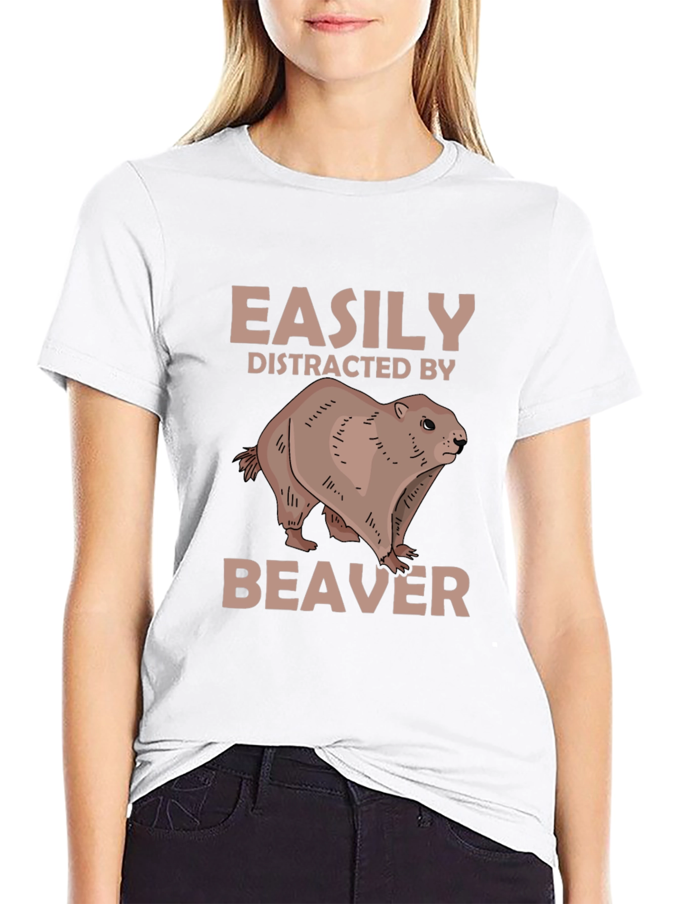 Easily Distracted By Beaver Novelty T-Shirt